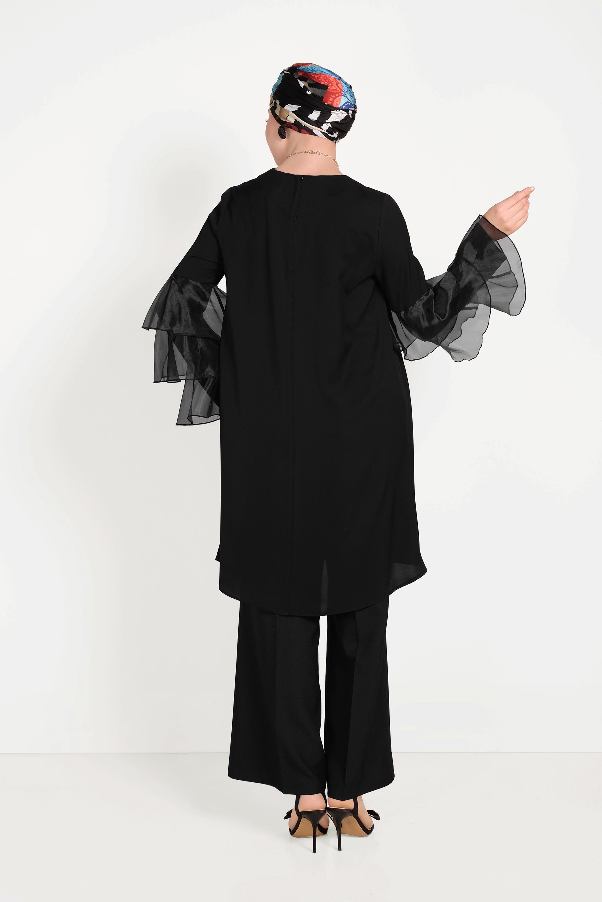 Hijab clothing BLACK WIDE CUT TROUSERS 70072 