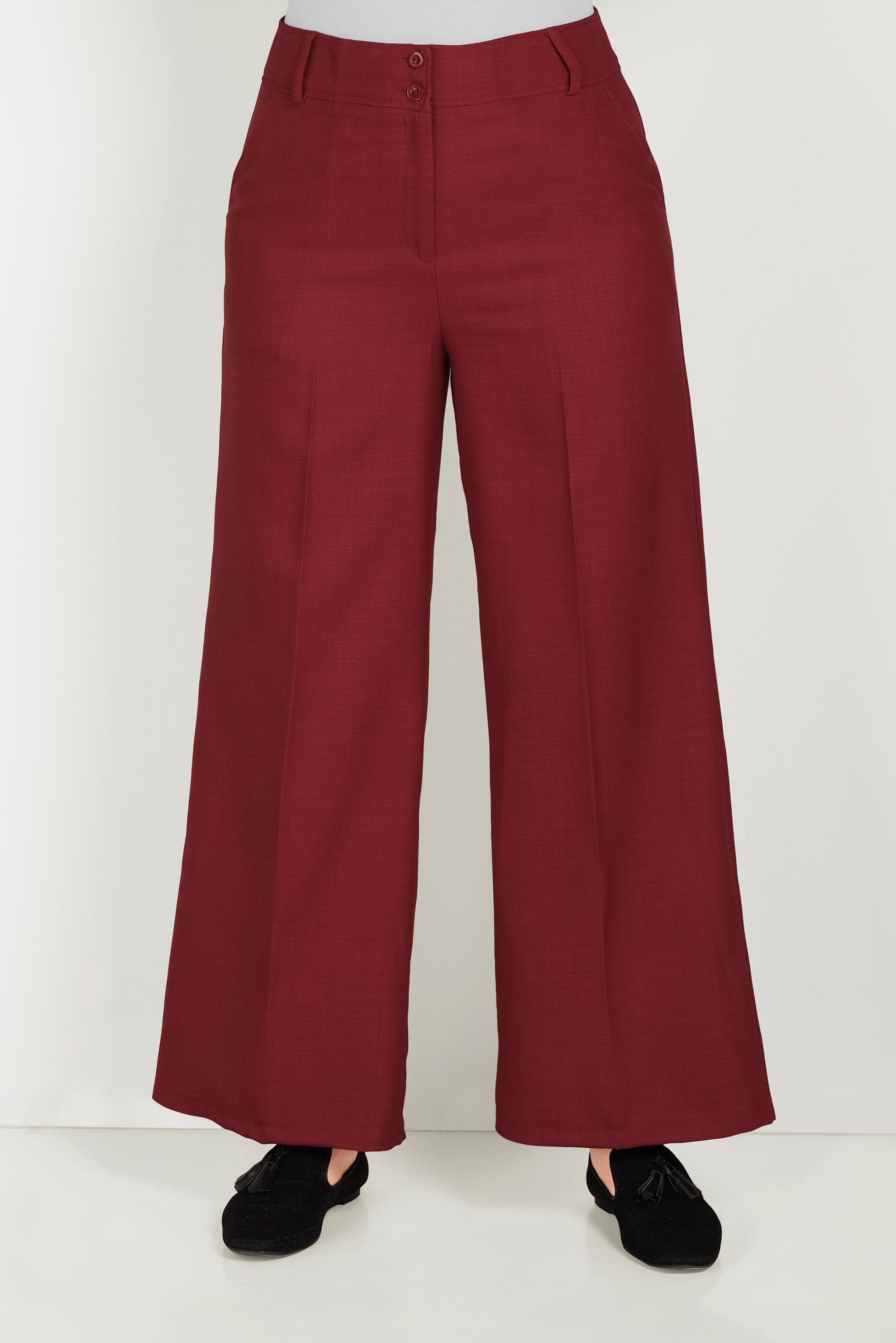 Tesettür giyim KIRMIZI GENİŞ PAÇA PANTOLON 70072