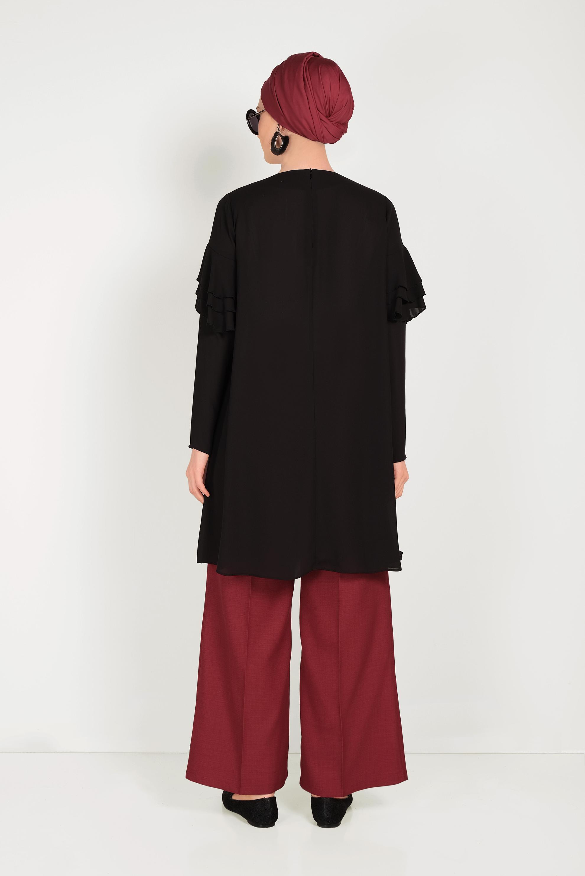 Tesettür giyim KIRMIZI GENİŞ PAÇA PANTOLON 70072