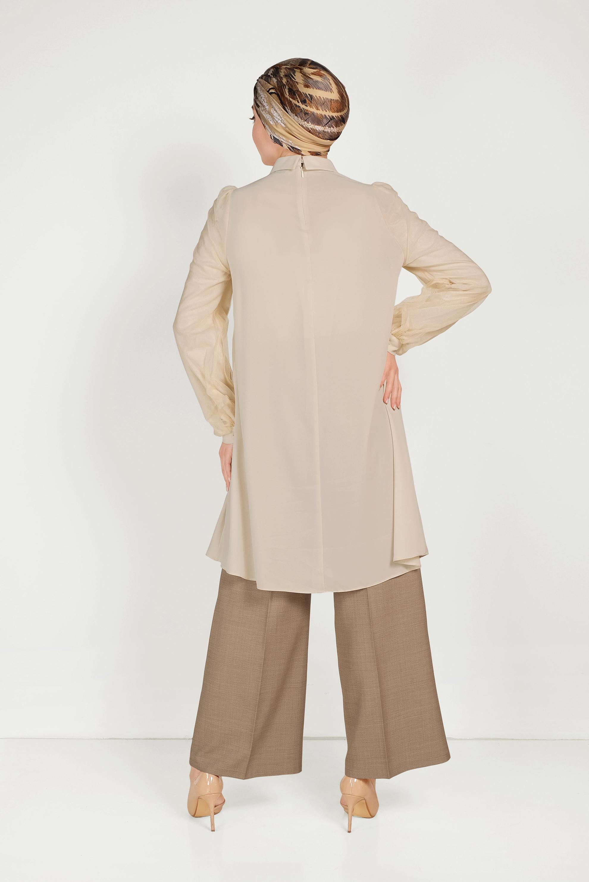 Tesettür giyim KAHVE GENİŞ PAÇA PANTOLON 70072