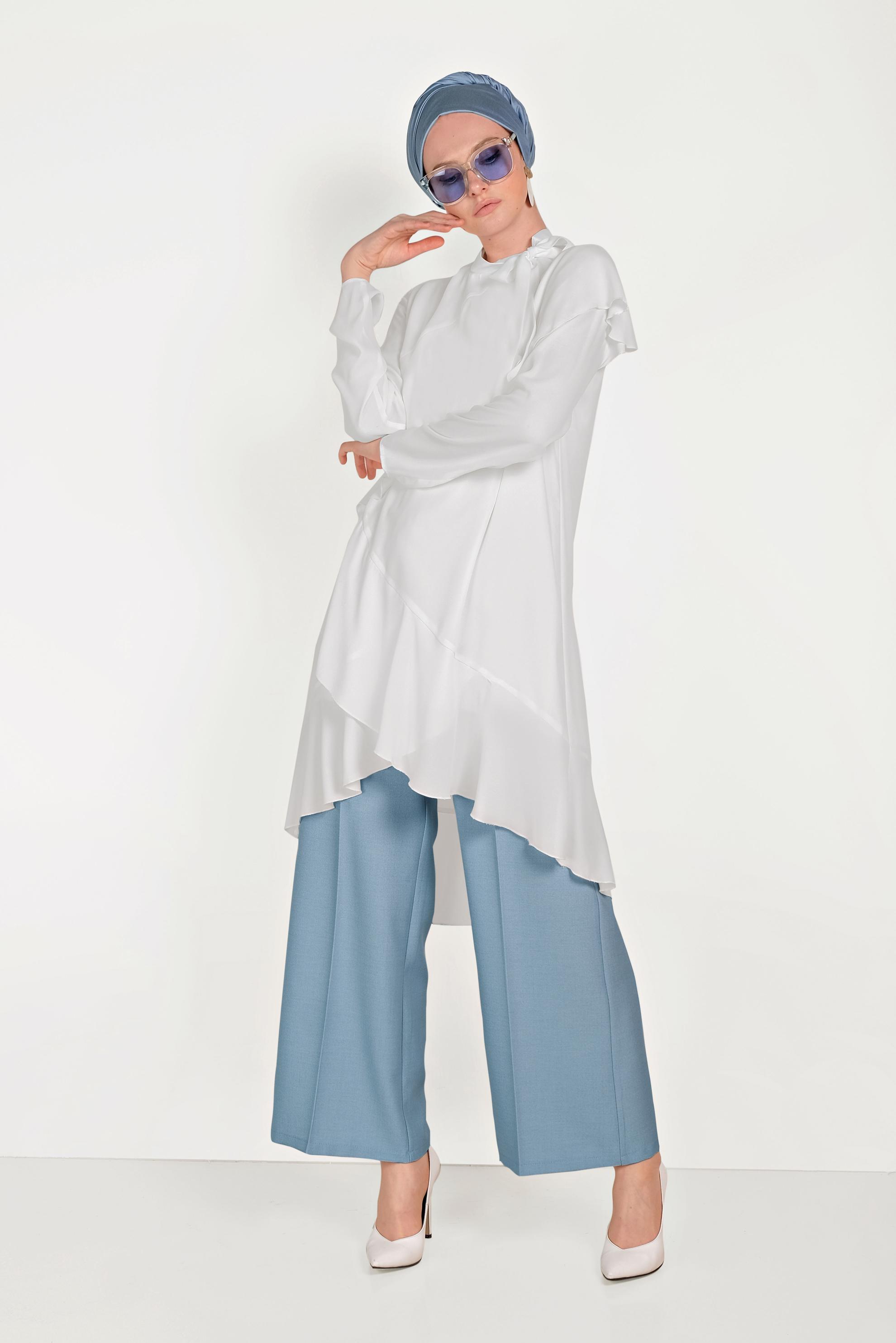 Tesettür giyim MAVİ GENİŞ PAÇA PANTOLON 70072