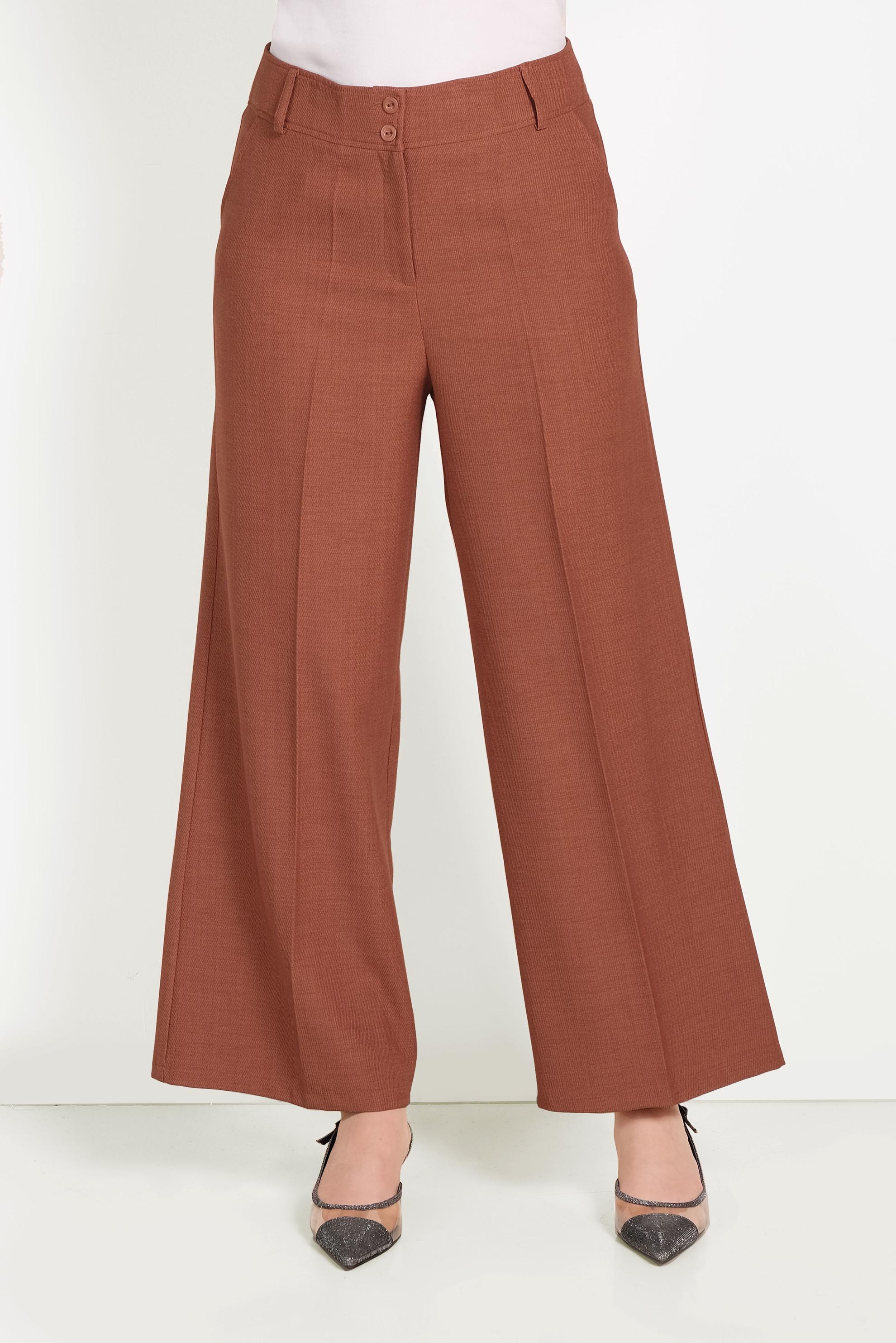 Tesettür giyim KAHVE GENİŞ PAÇA PANTOLON 70072