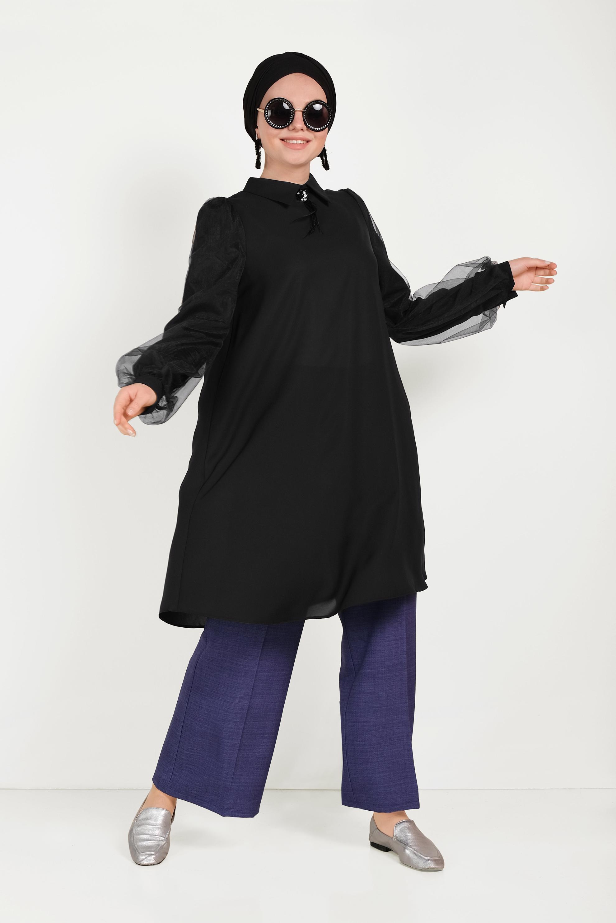 Tesettür giyim LACİVERT GENİŞ PAÇA PANTOLON 70072