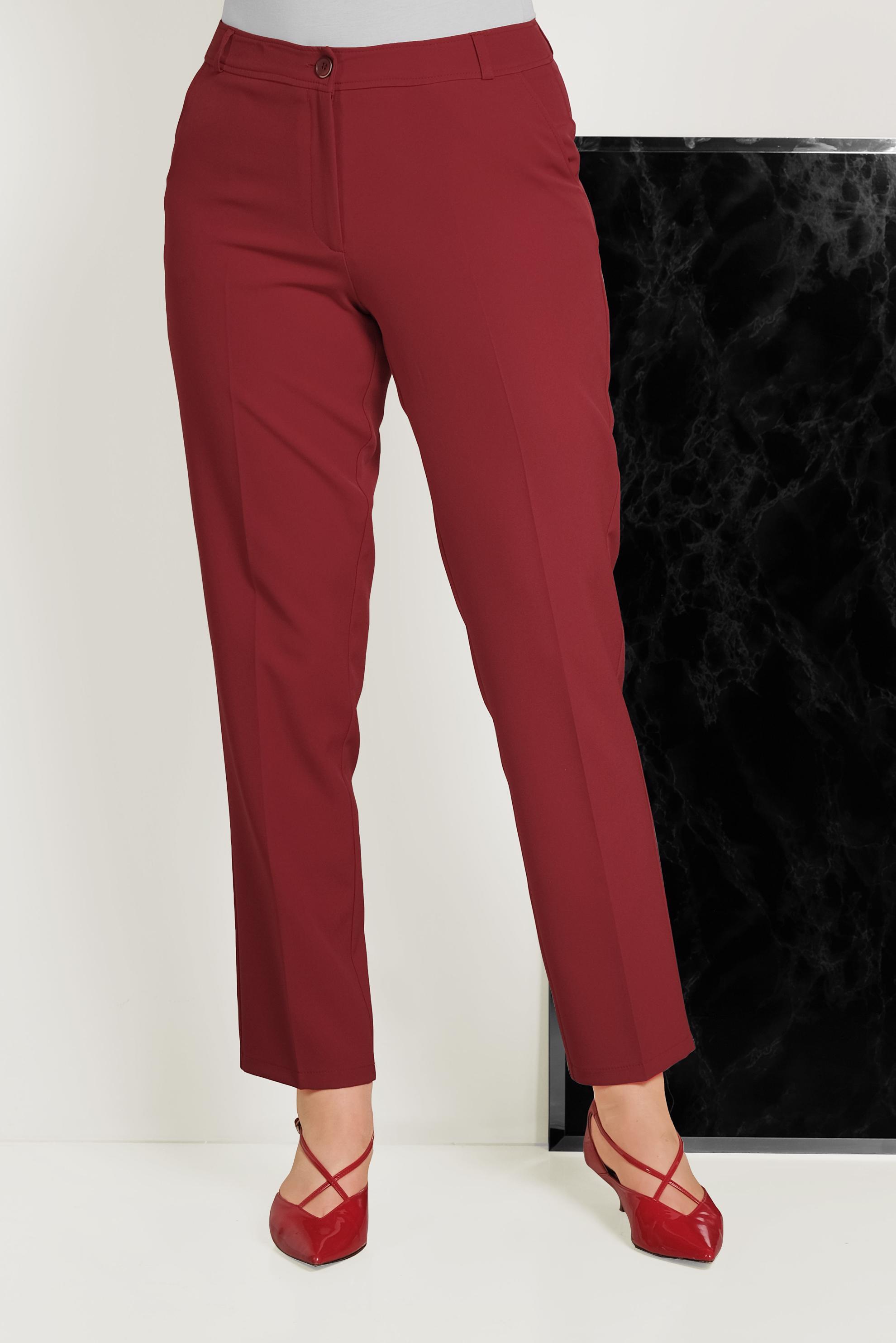 Tesettür giyim KIRMIZI ARA BEL KUMAŞ PANTOLON 70076