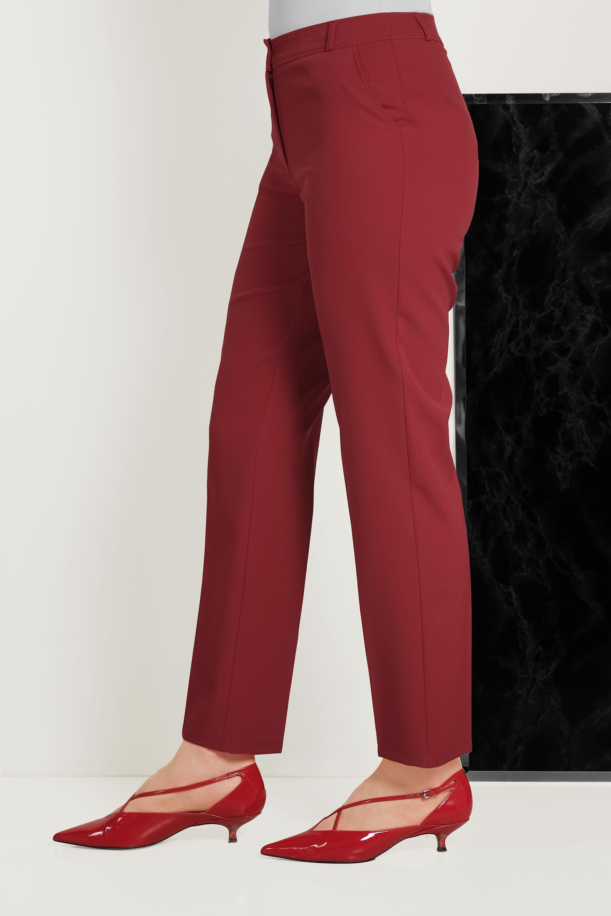 Tesettür giyim KIRMIZI ARA BEL KUMAŞ PANTOLON 70076