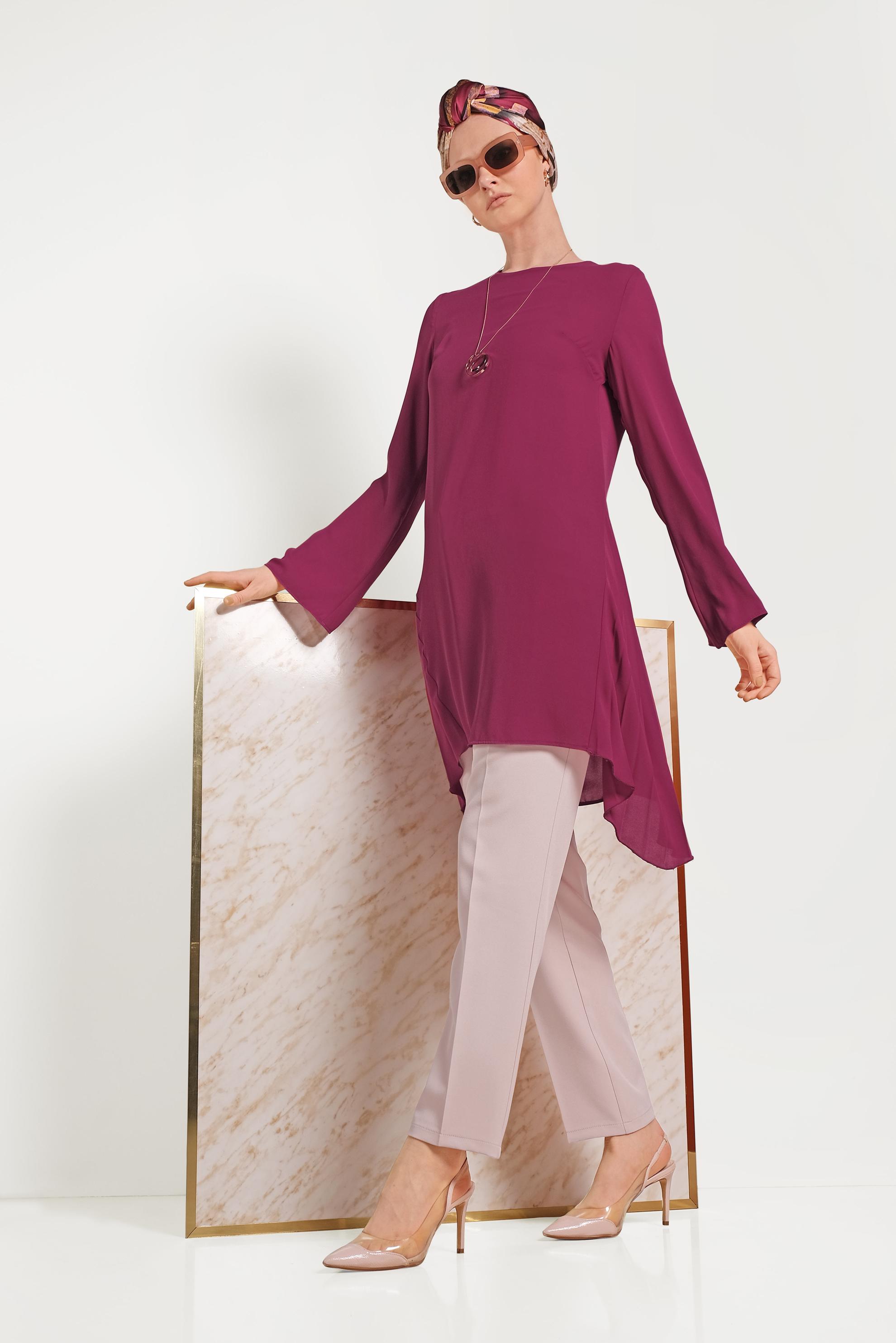 Tesettür giyim PUDRA ARA BEL KUMAŞ PANTOLON 70076