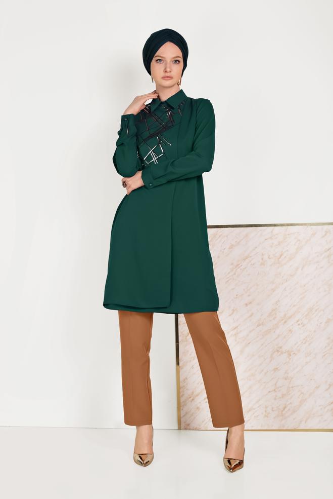 Tesettür giyim  ARA BEL KUMAŞ PANTOLON 70076 - ALVİNA