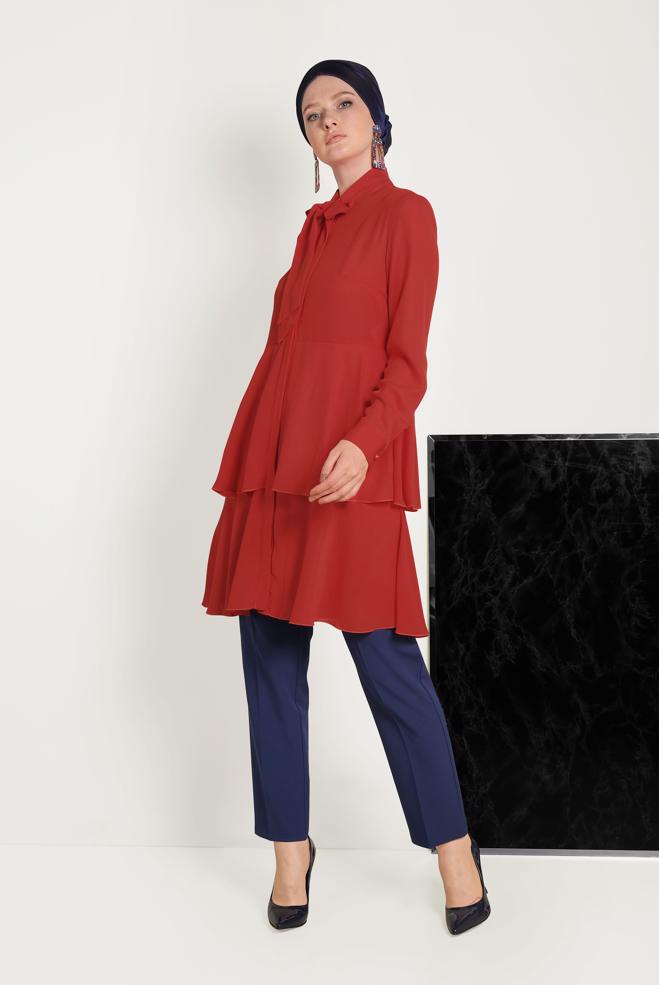 Tesettür giyim  ARA BEL KUMAŞ PANTOLON 70076 - ALVİNA