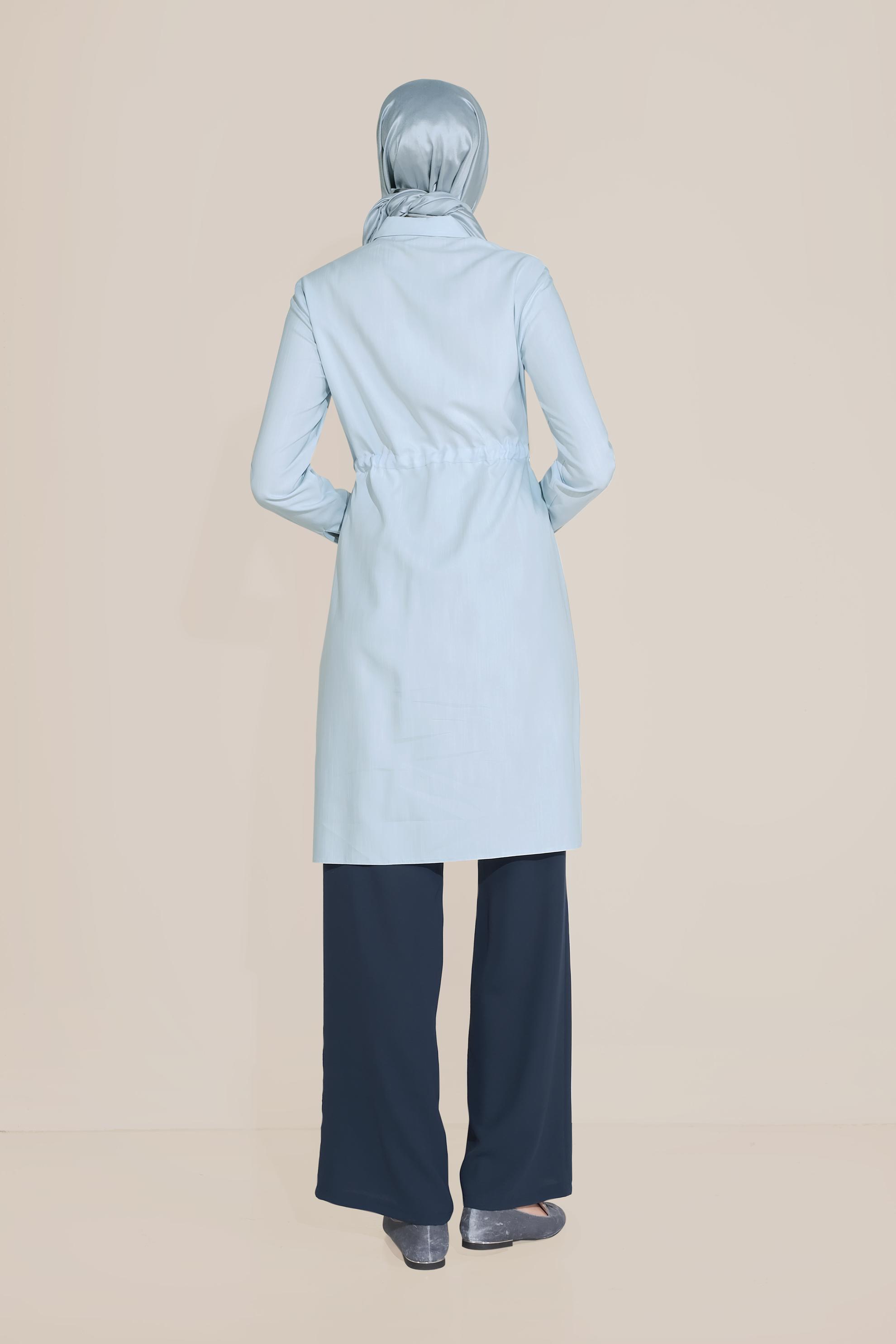 Tesettür giyim LACİVERT BELİ LASTİKLİ KUŞAKLI PANTOLON 70077