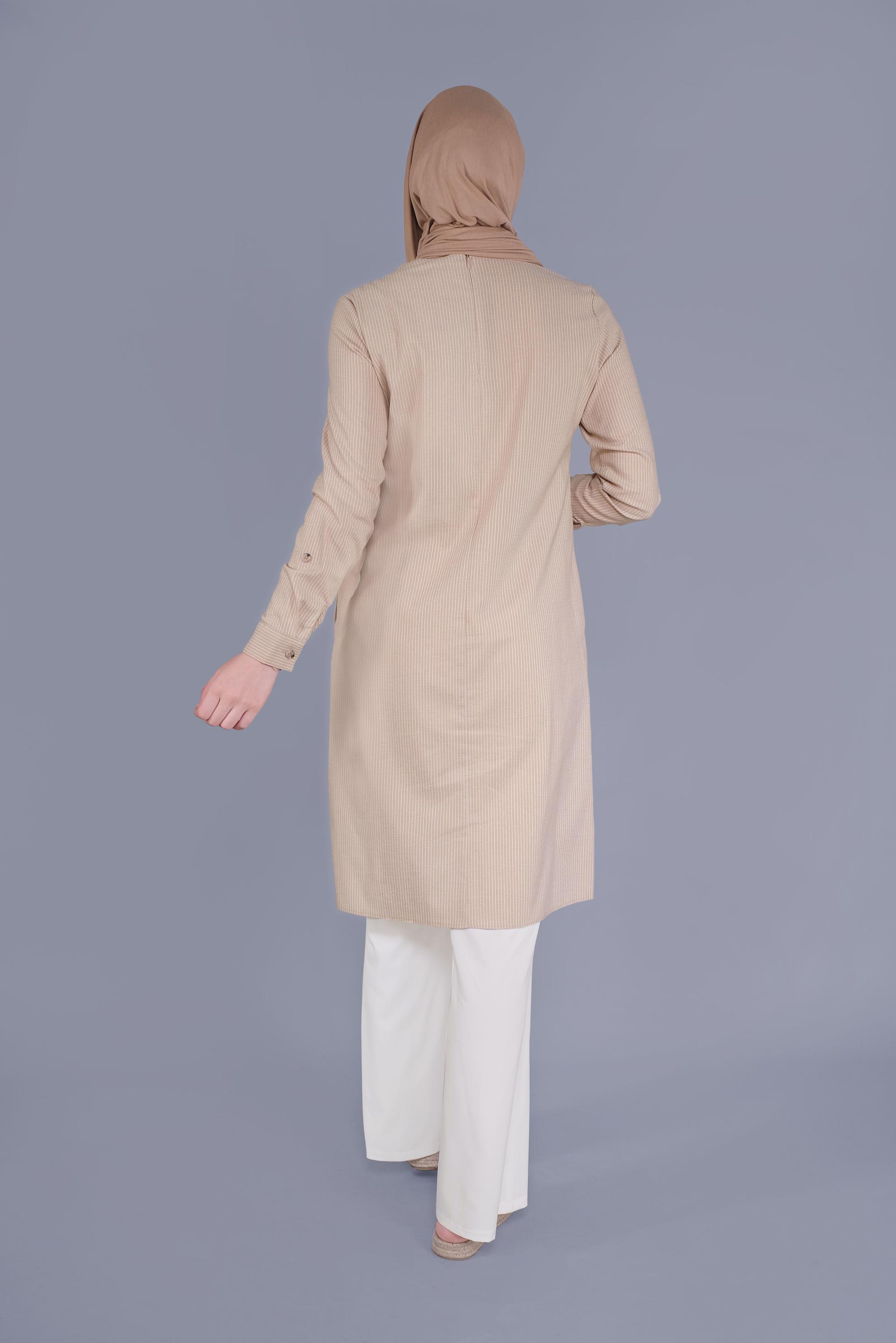 Tesettür giyim BEYAZ BELİ KUŞAKLI BOL PAÇA KLASİK PANTOLON 70078 