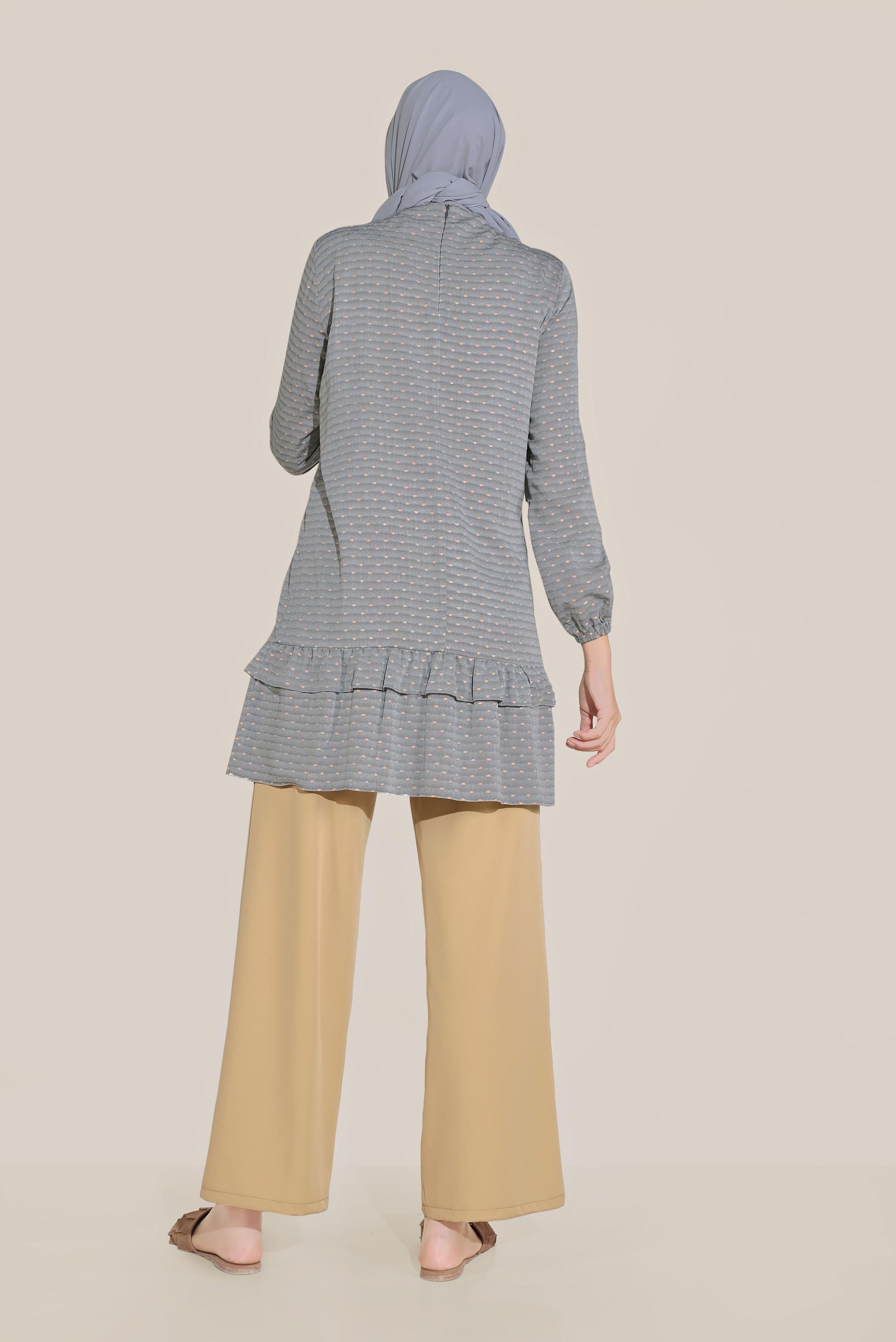 Tesettür giyim SARI BELİ KUŞAKLI BOL PAÇA KLASİK PANTOLON 70078 