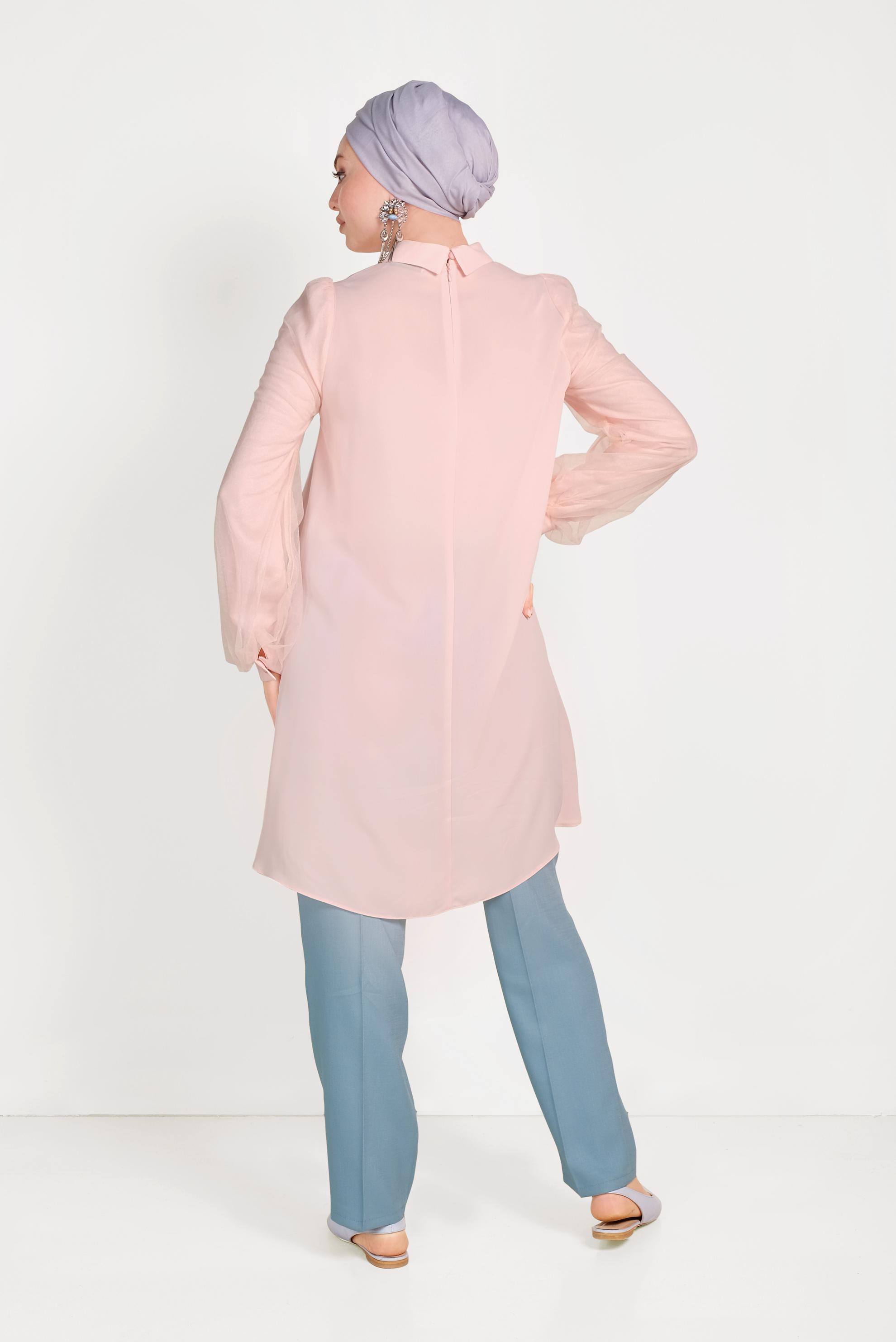 Tesettür giyim MAVİ DÜĞMELİ FERMUARLI PANTOLON 70079