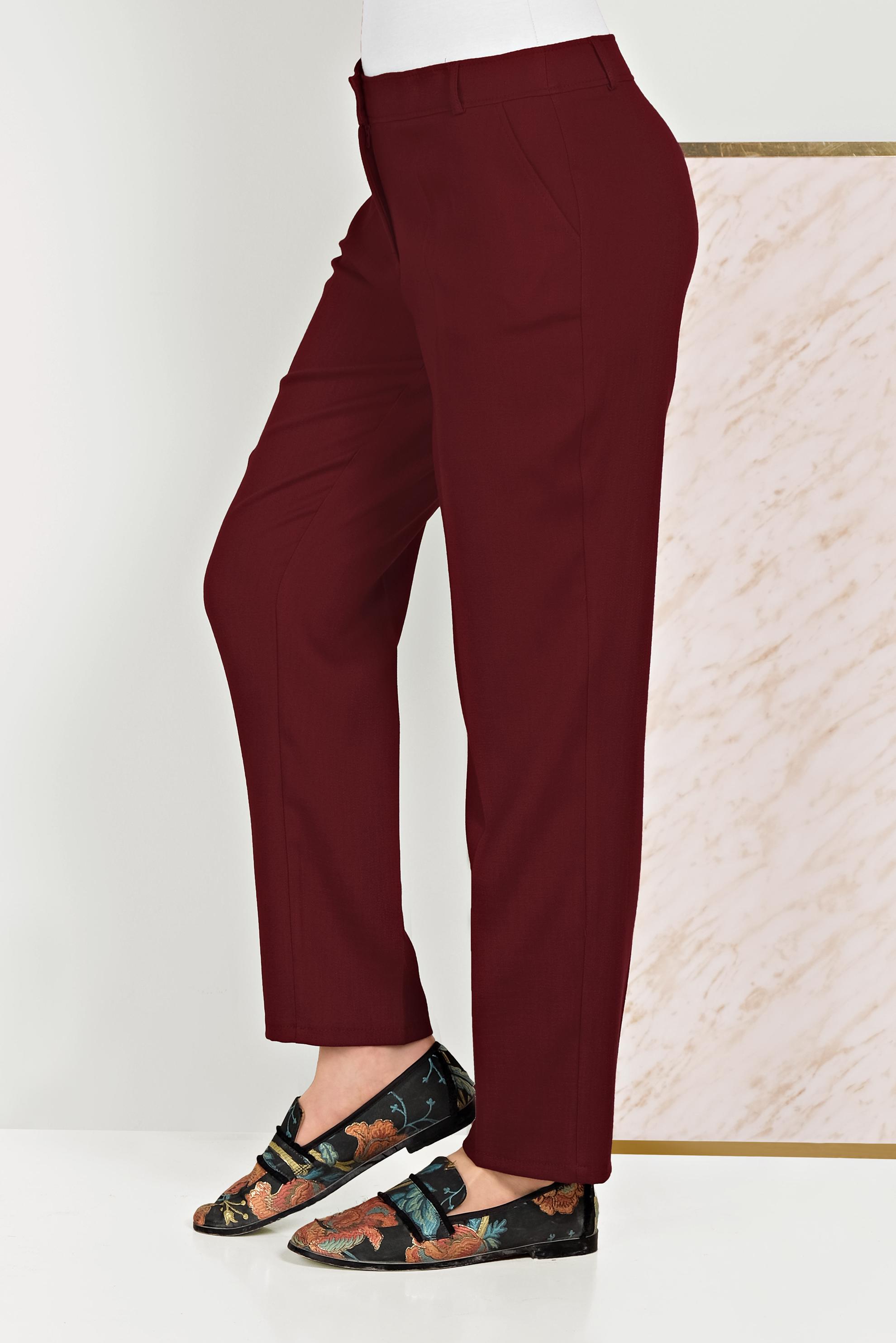 Tesettür giyim BORDO DÜĞMELİ FERMUARLI PANTOLON 70079