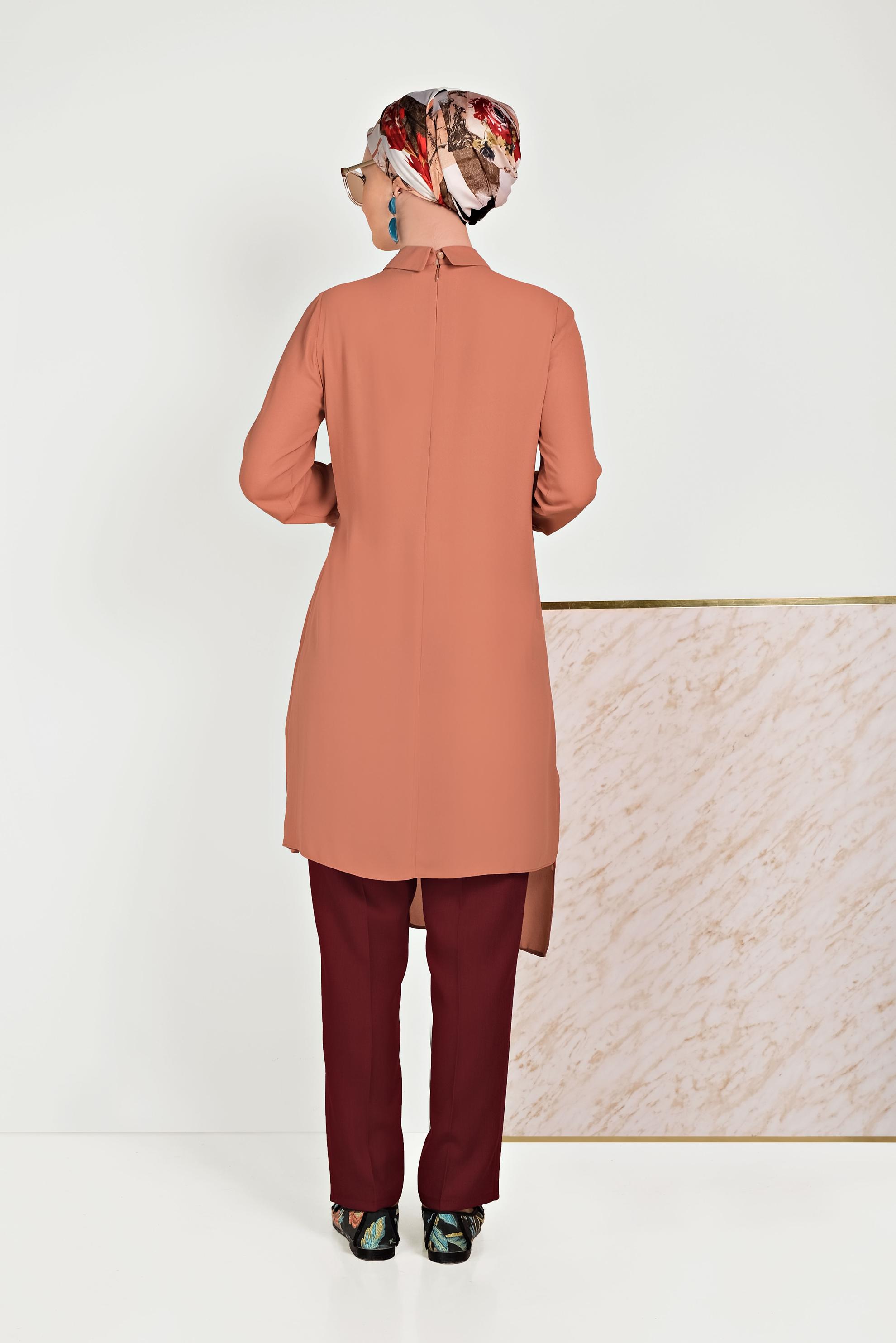 Tesettür giyim BORDO DÜĞMELİ FERMUARLI PANTOLON 70079