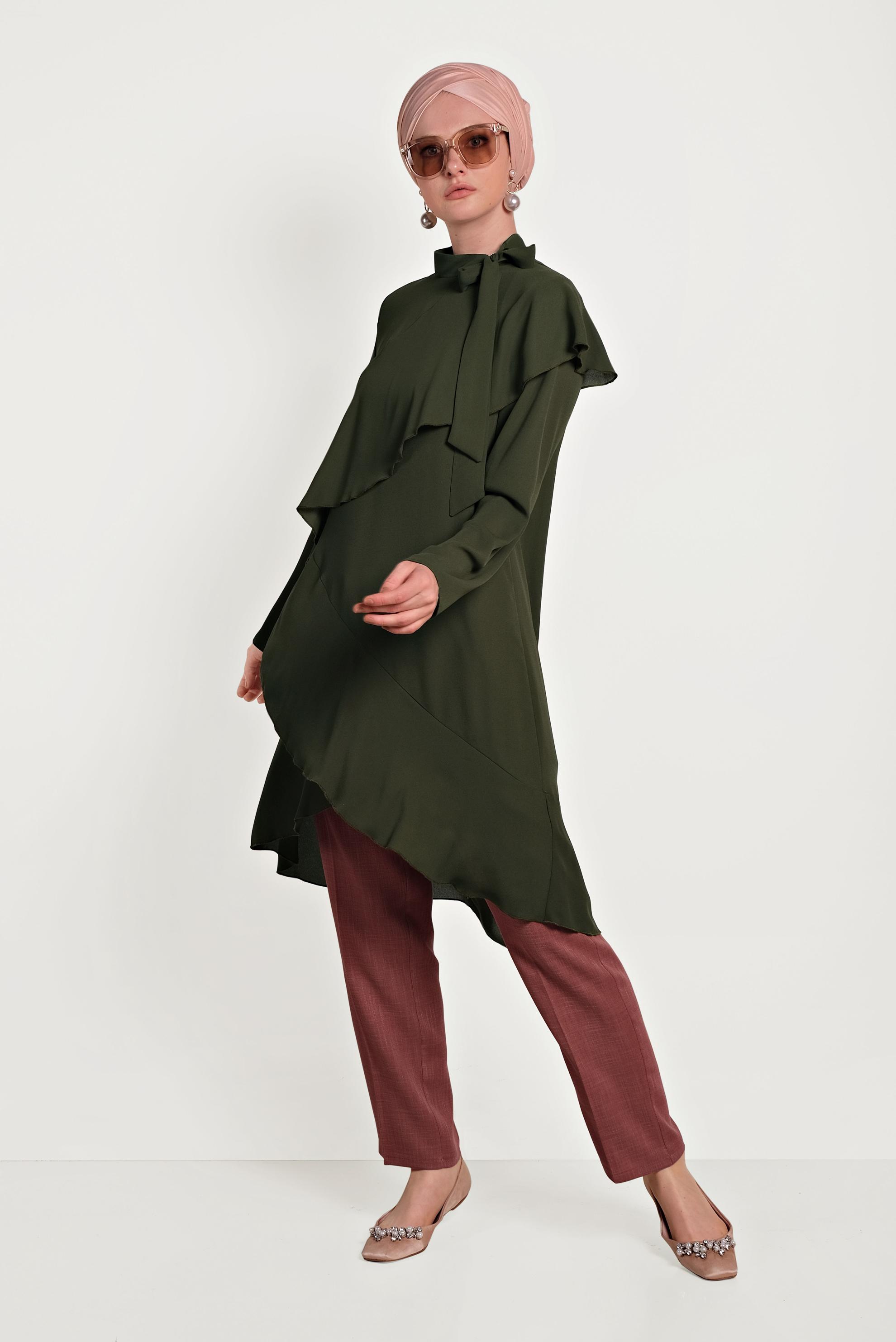 Tesettür giyim TURUNCU DÜĞMELİ FERMUARLI PANTOLON 70079