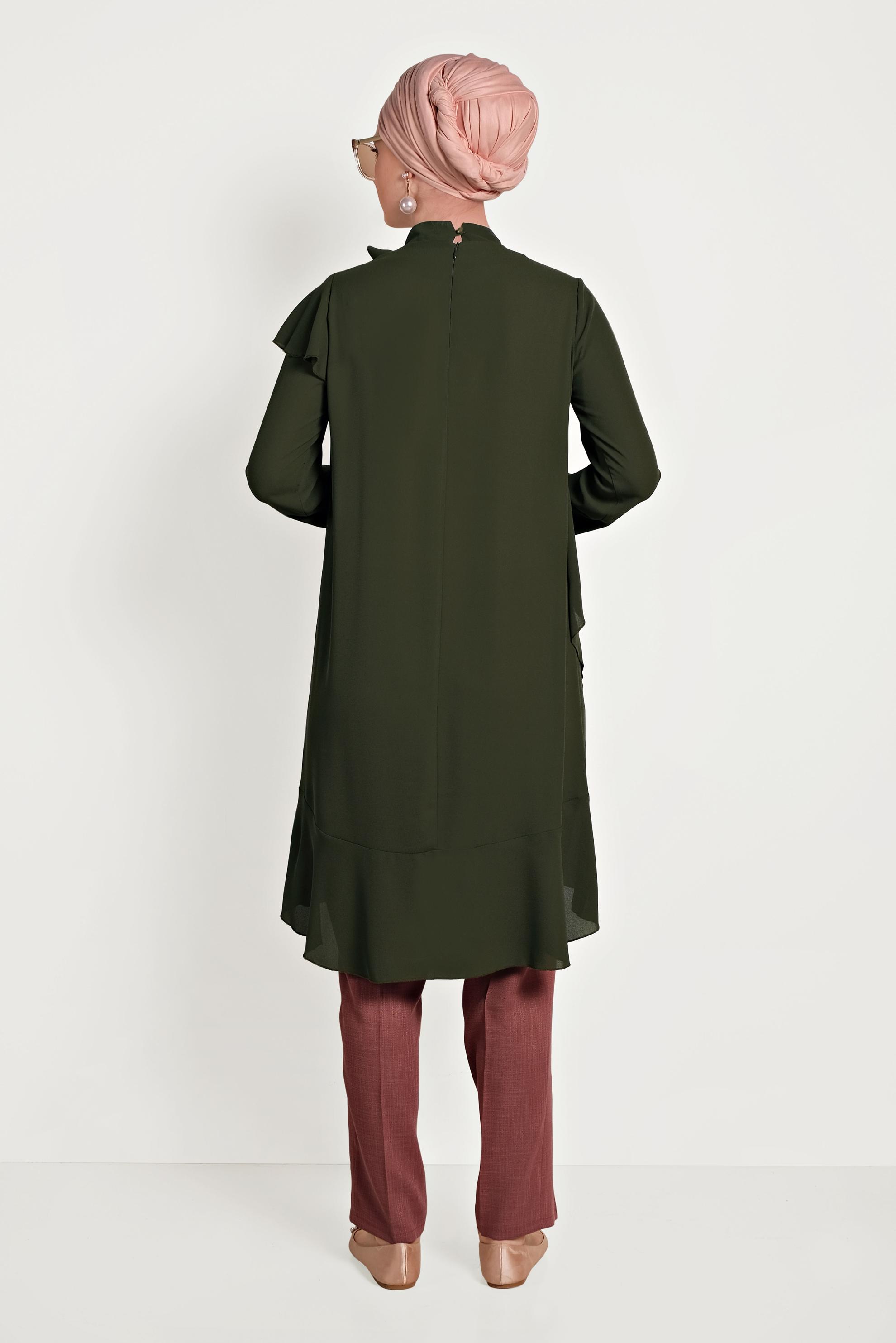 Tesettür giyim TURUNCU DÜĞMELİ FERMUARLI PANTOLON 70079