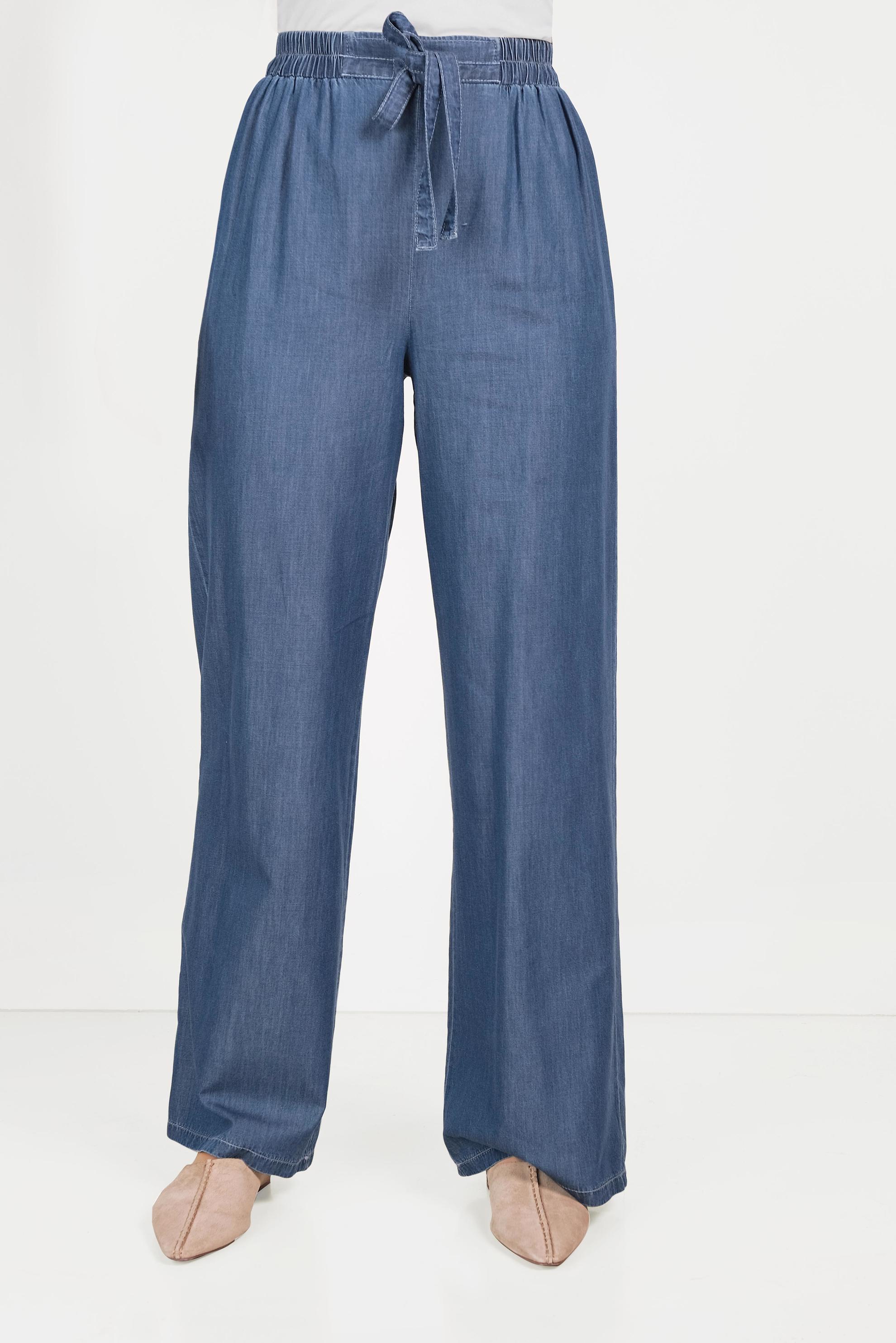 Hijab clothing NAVY BLUE ELASTIC WAIST DENIM TROUSERS 70081 