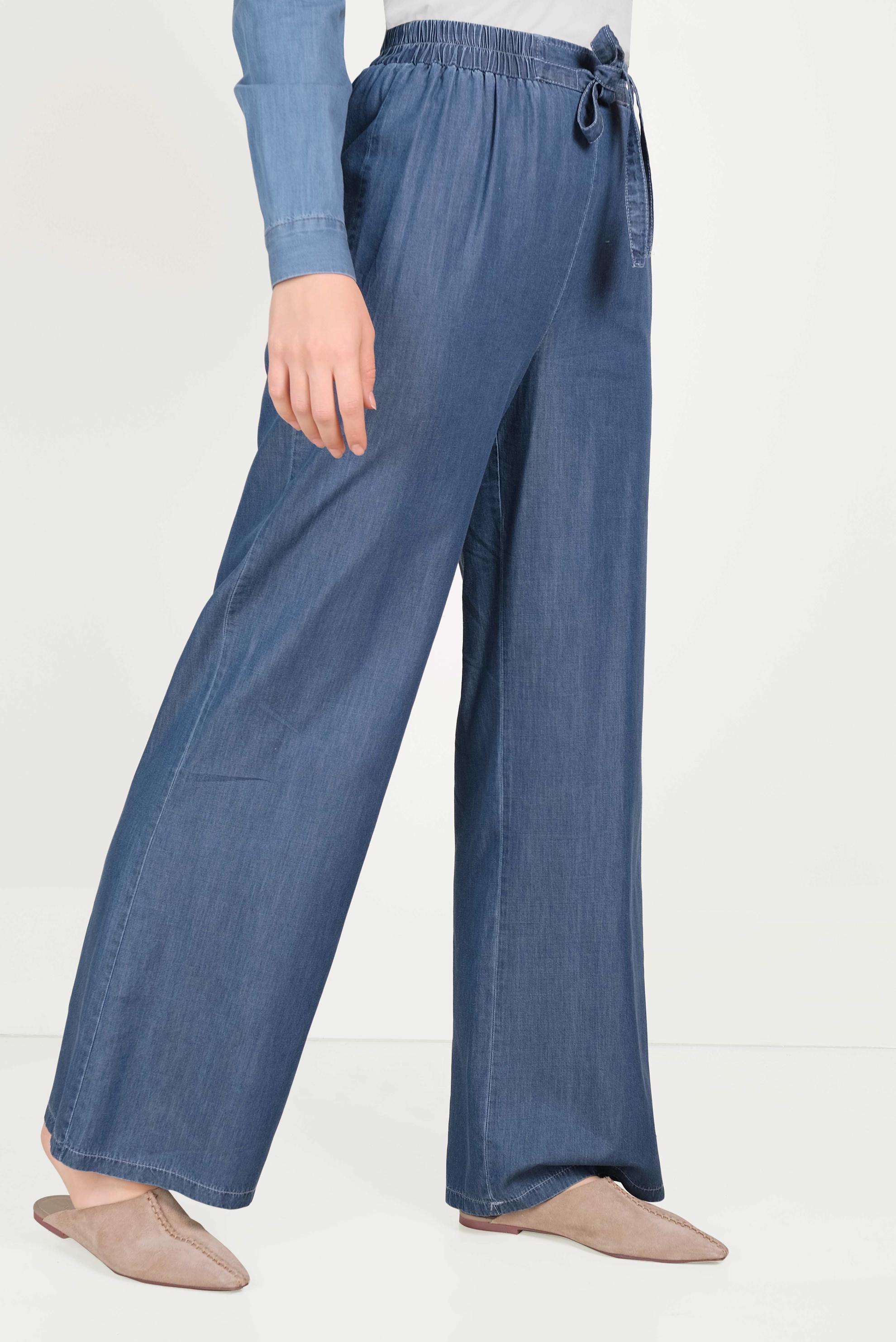 Hijab clothing NAVY BLUE ELASTIC WAIST DENIM TROUSERS 70081 