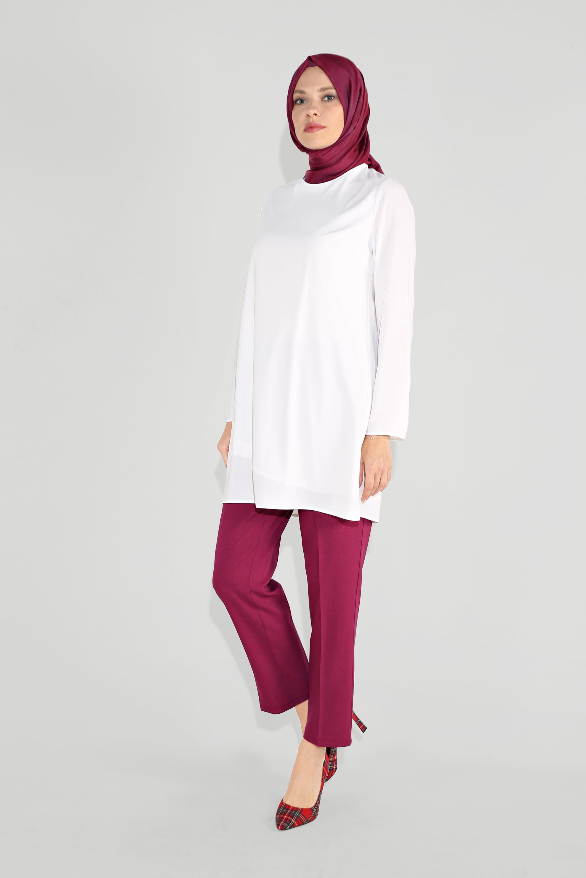 Tesettür giyim FUŞYA KLASİK BİLEKTE PANTOLON 70084