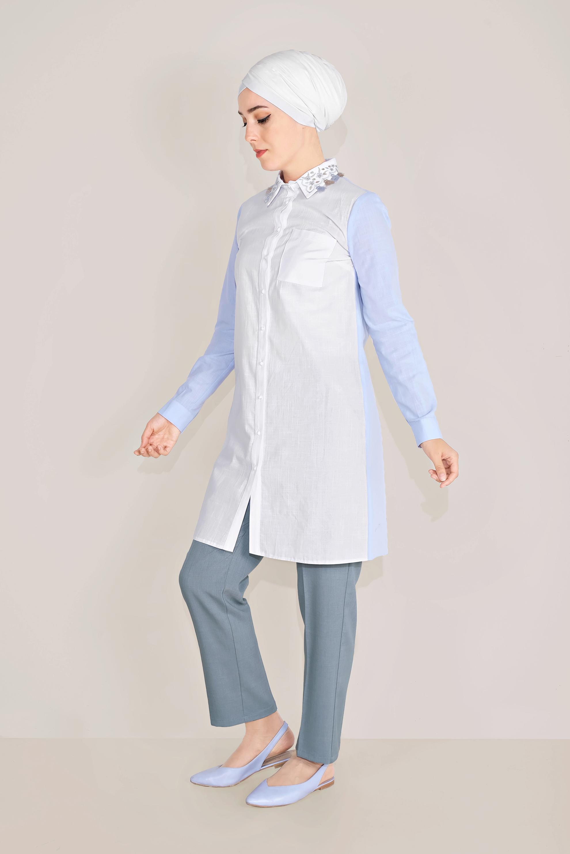 Tesettür giyim MAVİ KLASİK BİLEKTE PANTOLON 70084