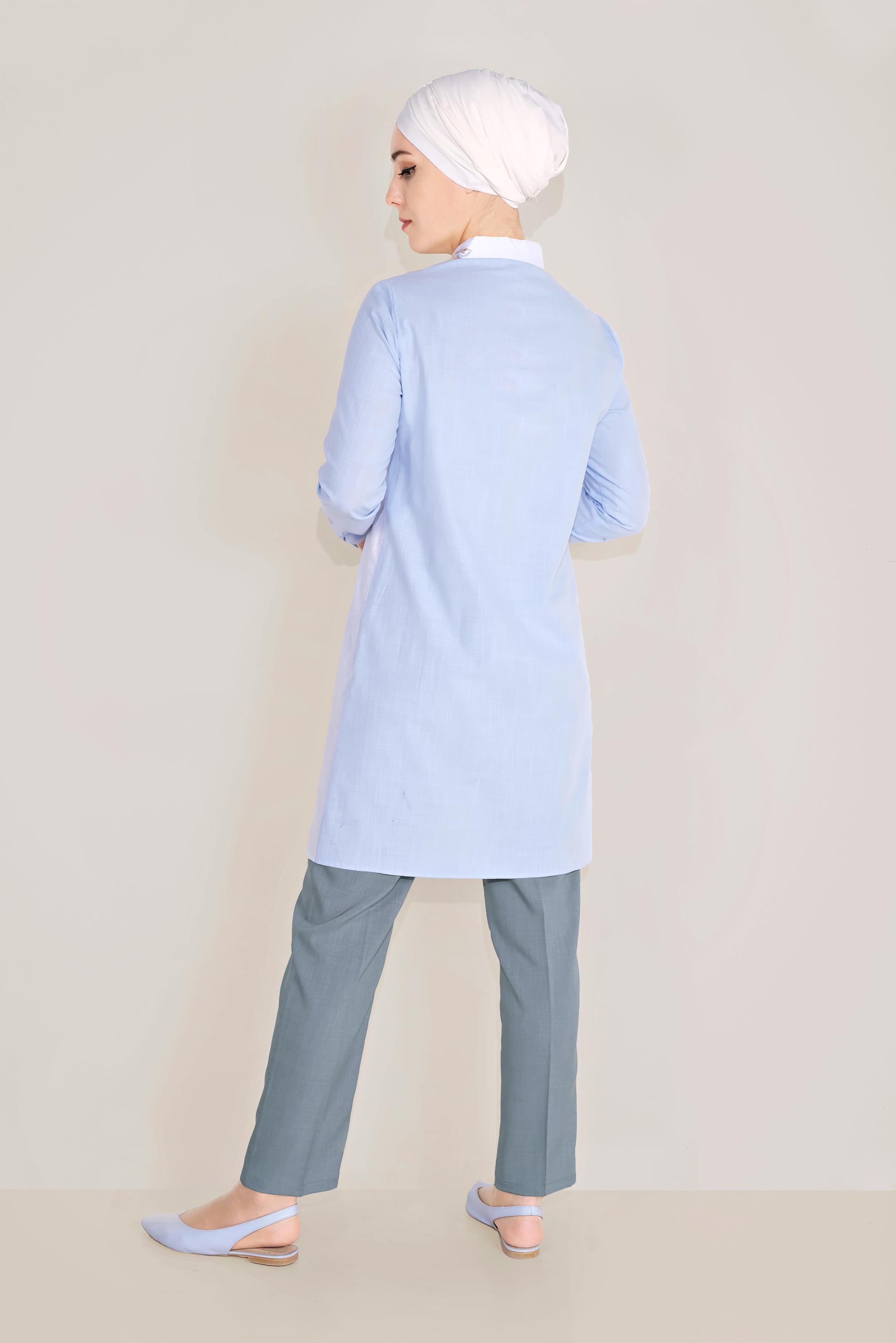 Tesettür giyim MAVİ KLASİK BİLEKTE PANTOLON 70084