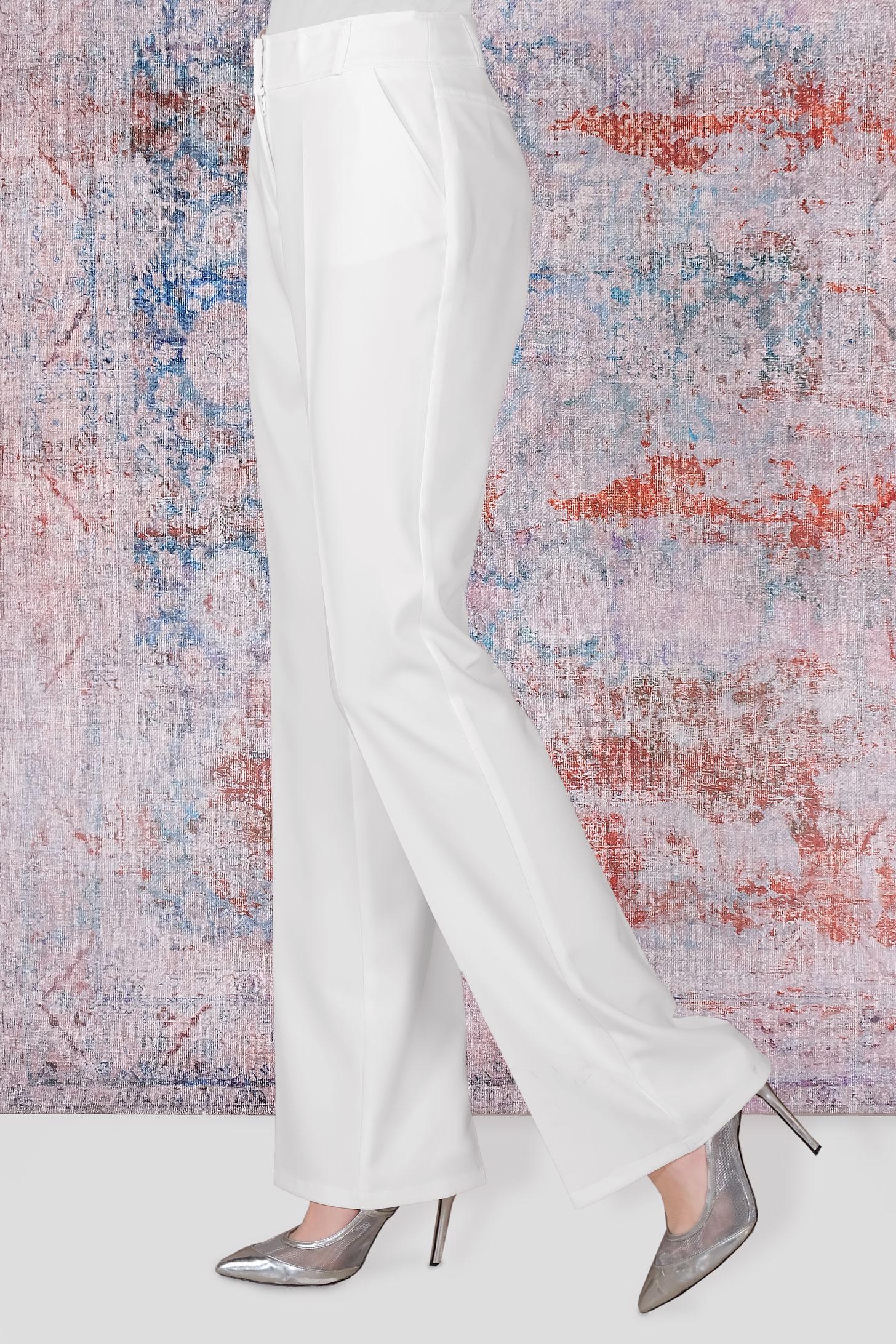 Tesettür giyim BEYAZ İSPANYOL PAÇA PANTOLON 70085 