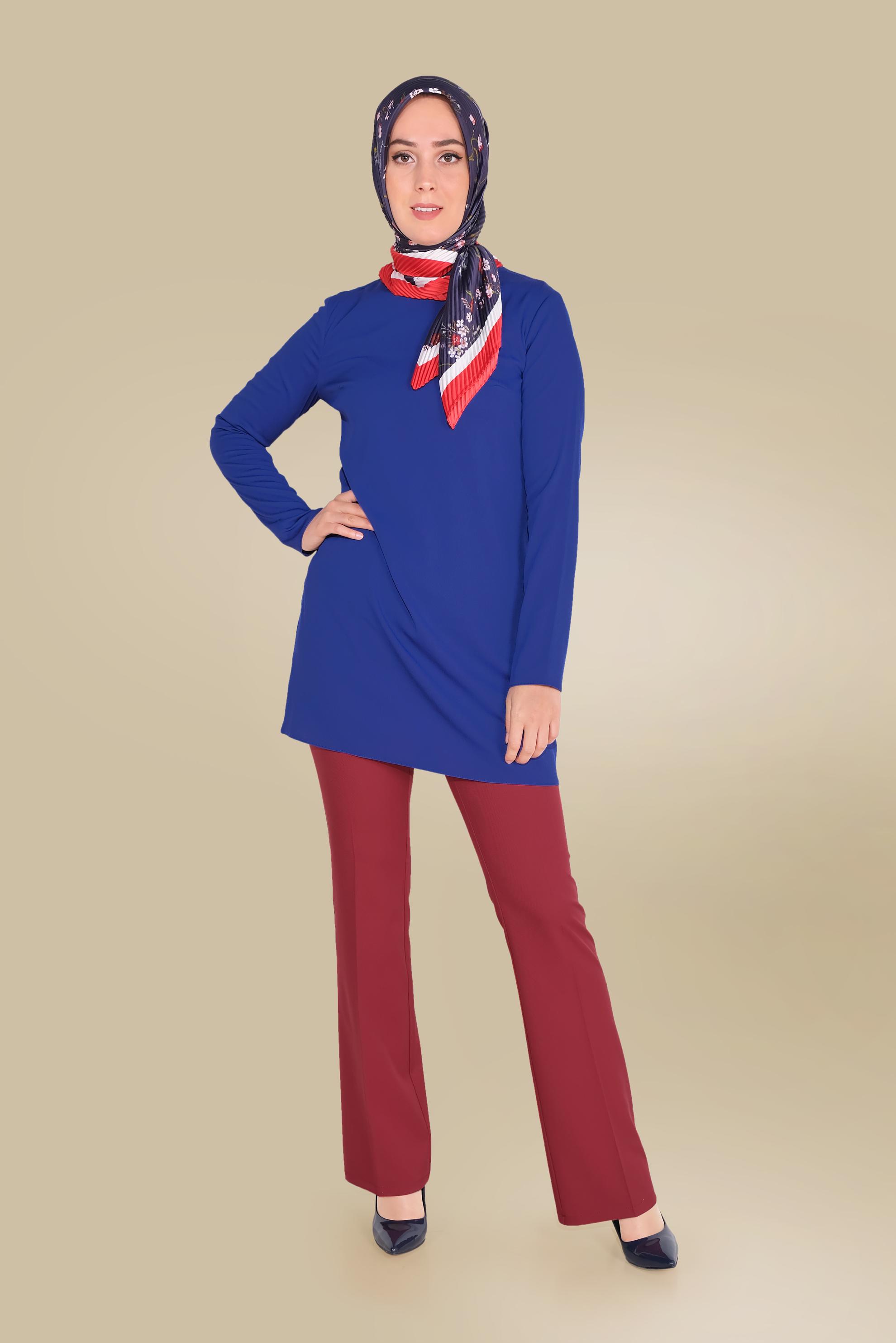 Tesettür giyim BORDO İSPANYOL PAÇA PANTOLON 70085 