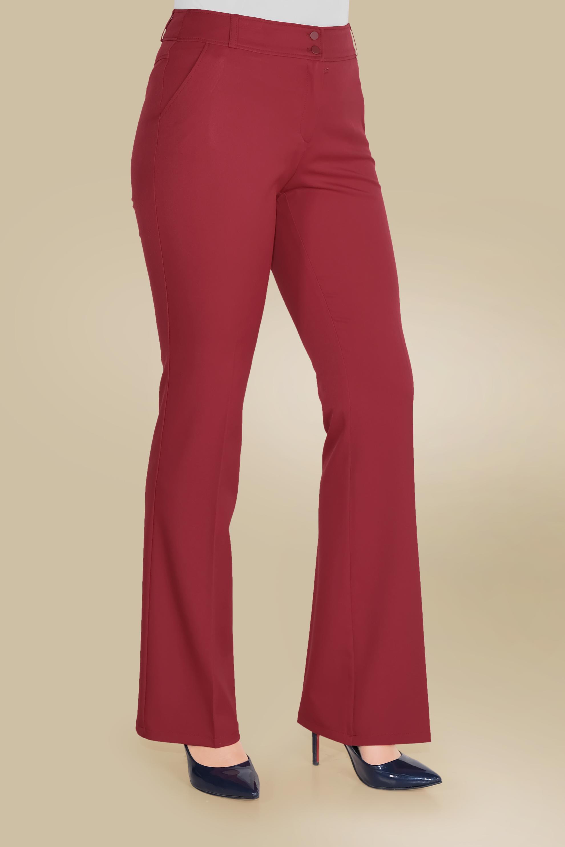 Tesettür giyim BORDO İSPANYOL PAÇA PANTOLON 70085 