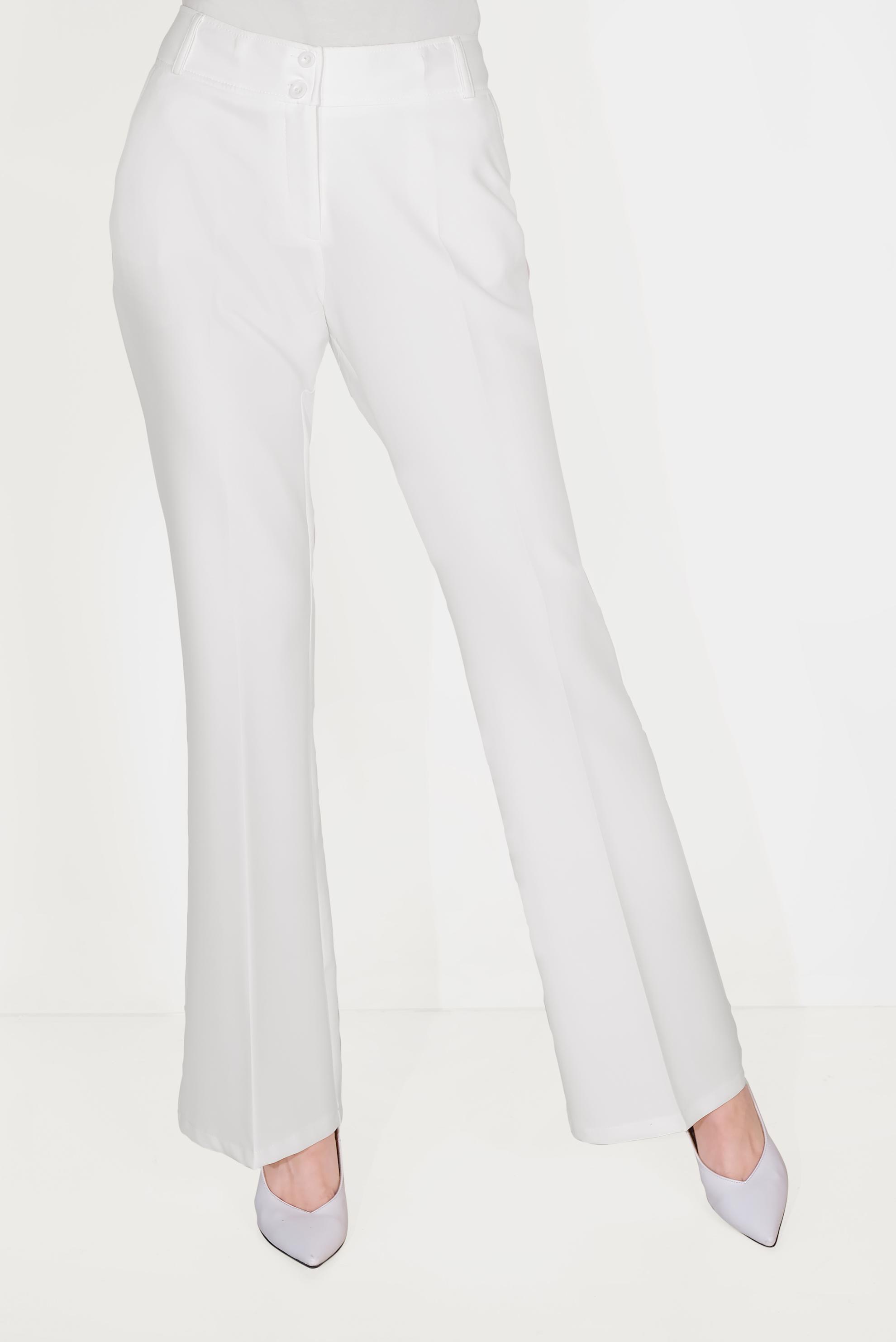 Tesettür giyim BEYAZ DÜĞMELİ YÜKSEK BEL PANTOLON 70086 