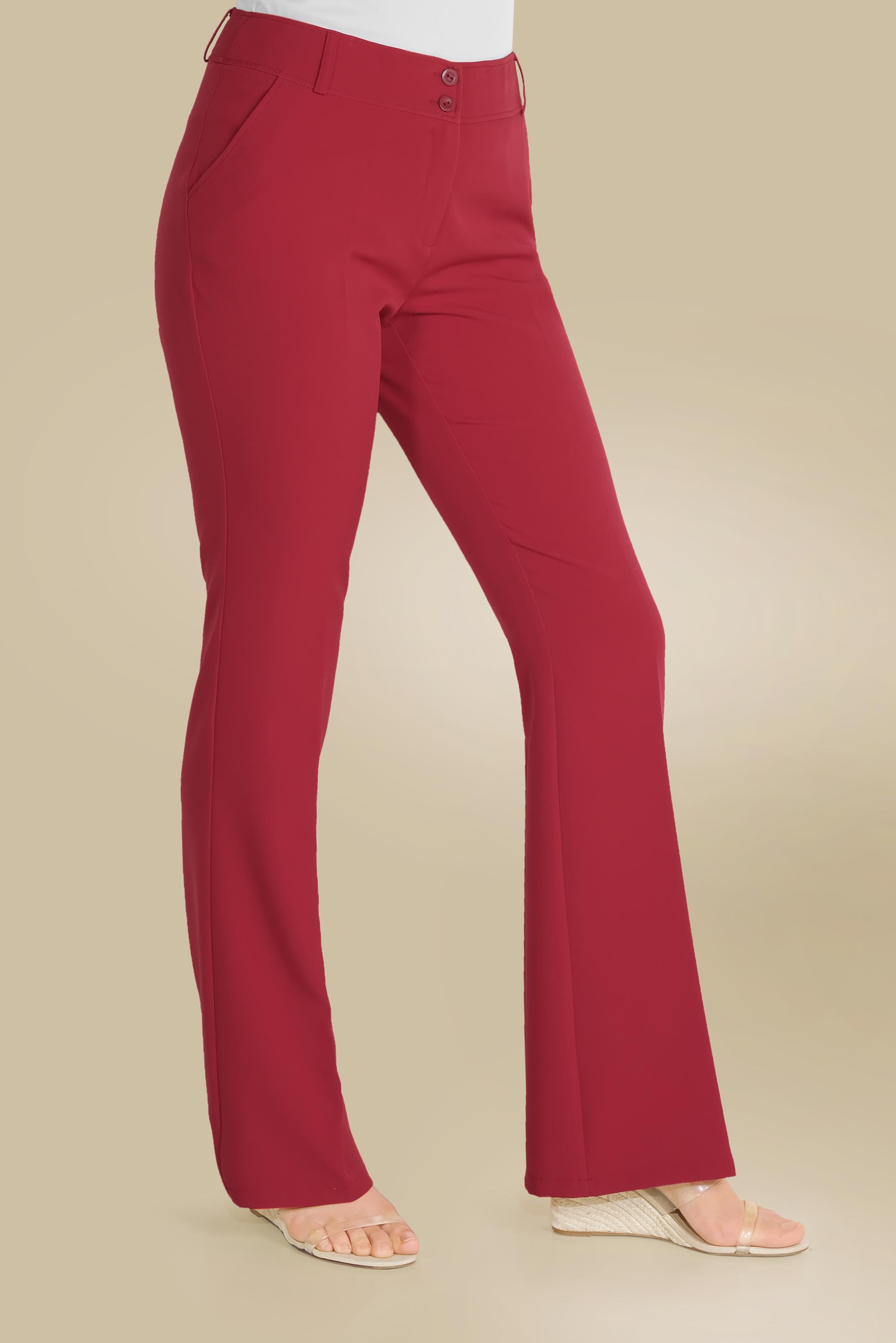 Tesettür giyim KIRMIZI DÜĞMELİ YÜKSEK BEL PANTOLON 70086 