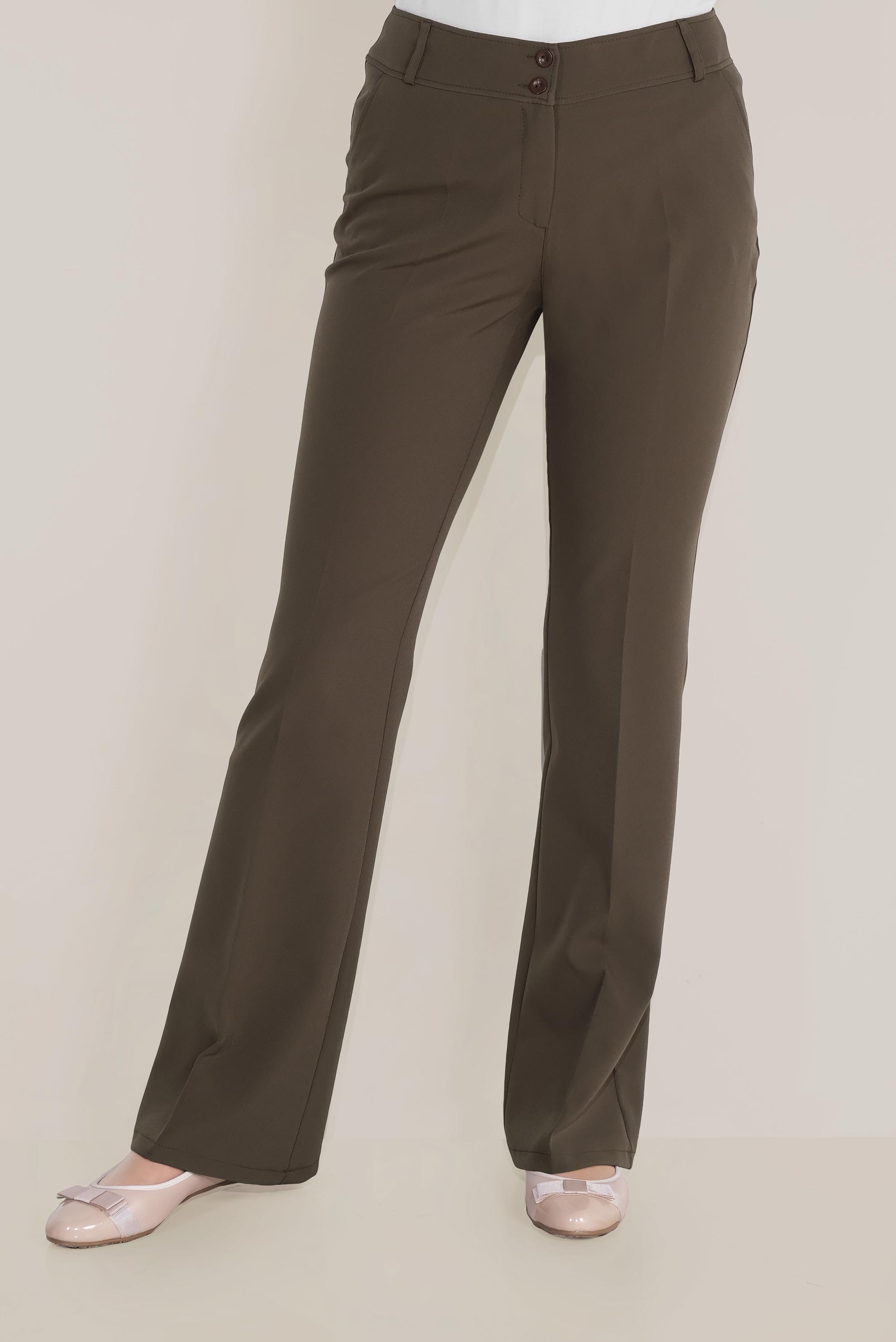 Tesettür giyim HAKİ DÜĞMELİ YÜKSEK BEL PANTOLON 70086 