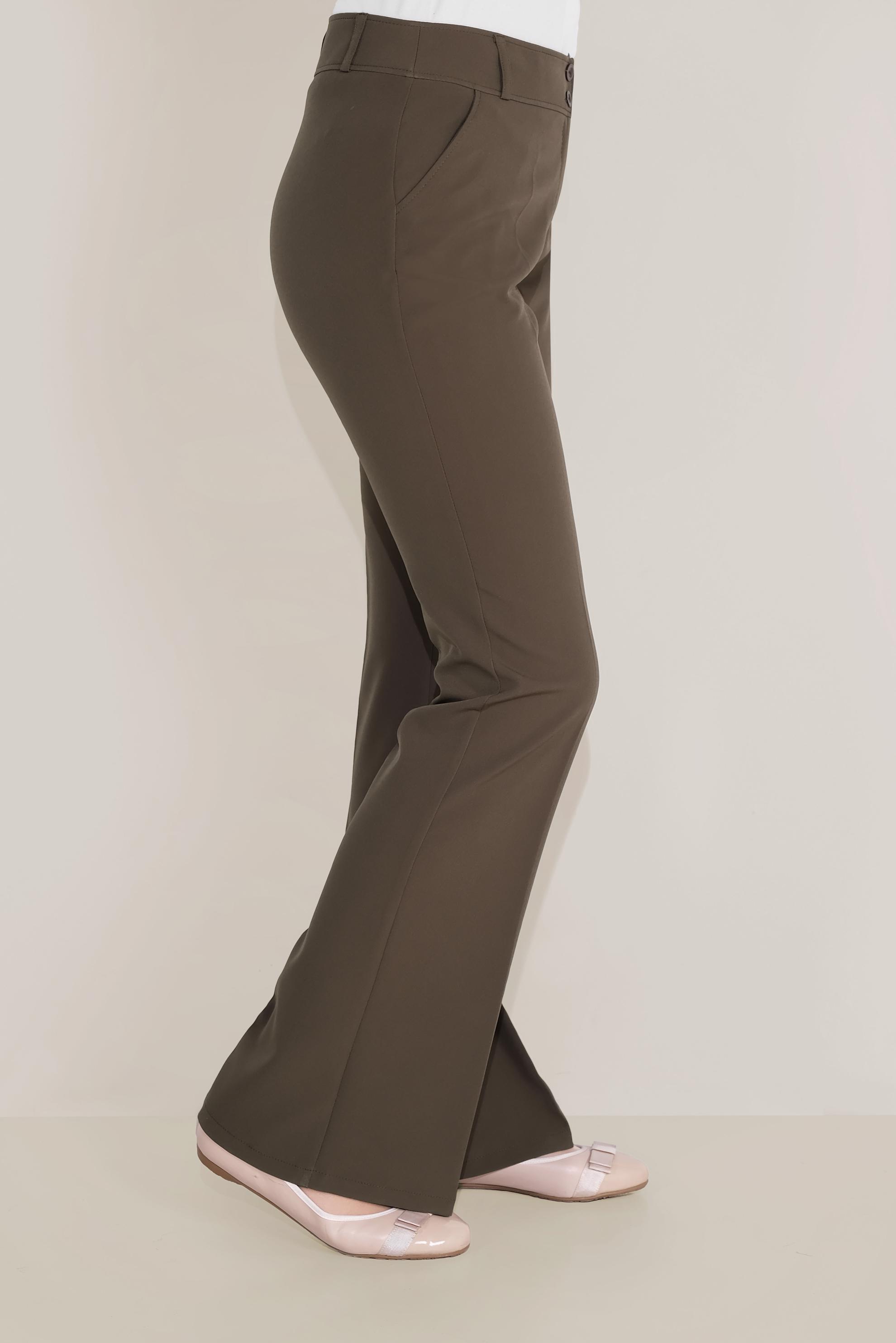 Tesettür giyim HAKİ DÜĞMELİ YÜKSEK BEL PANTOLON 70086 