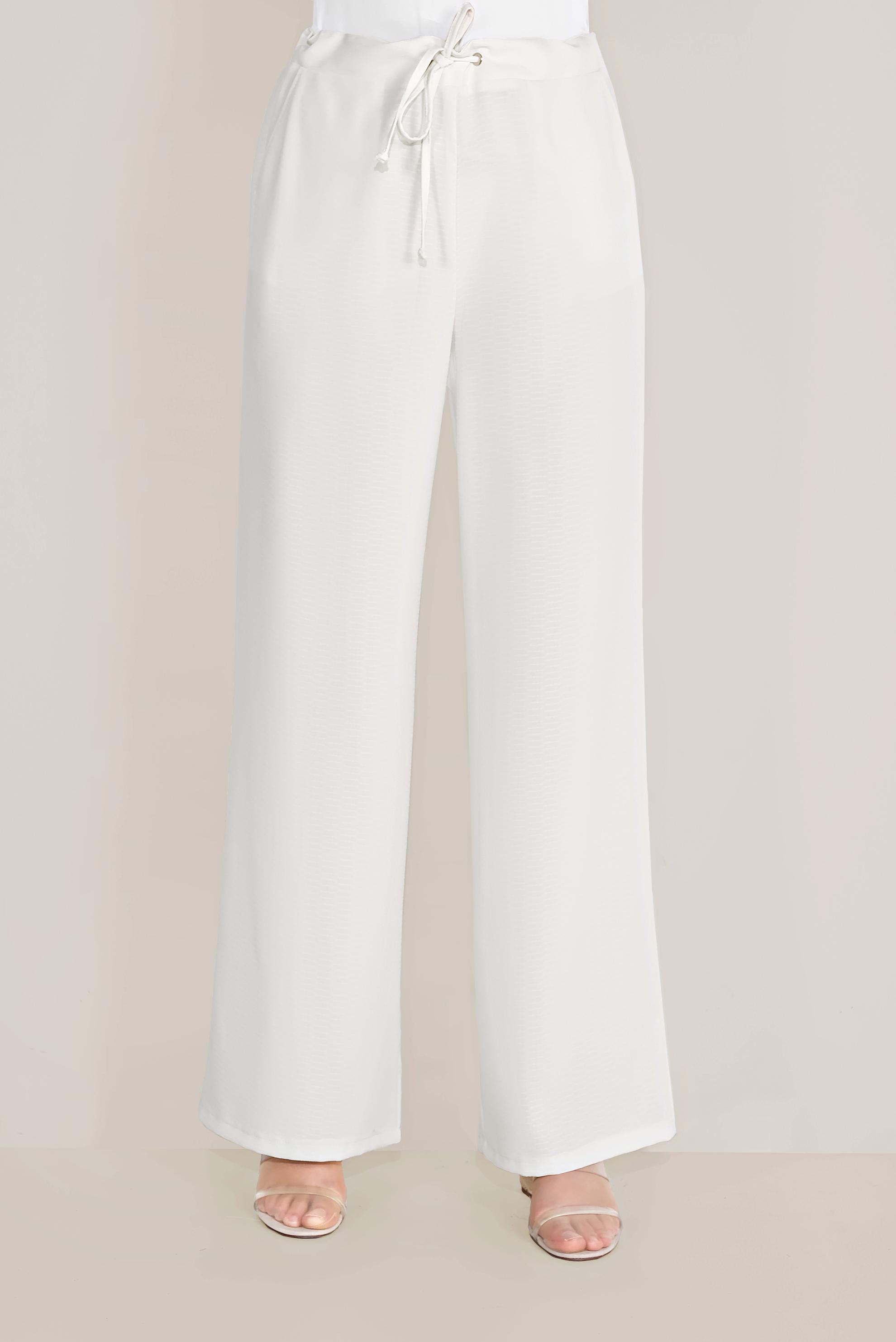 Tesettür giyim BEYAZ BELİ BAĞCIKLI SALAŞ PANTOLON 70088 