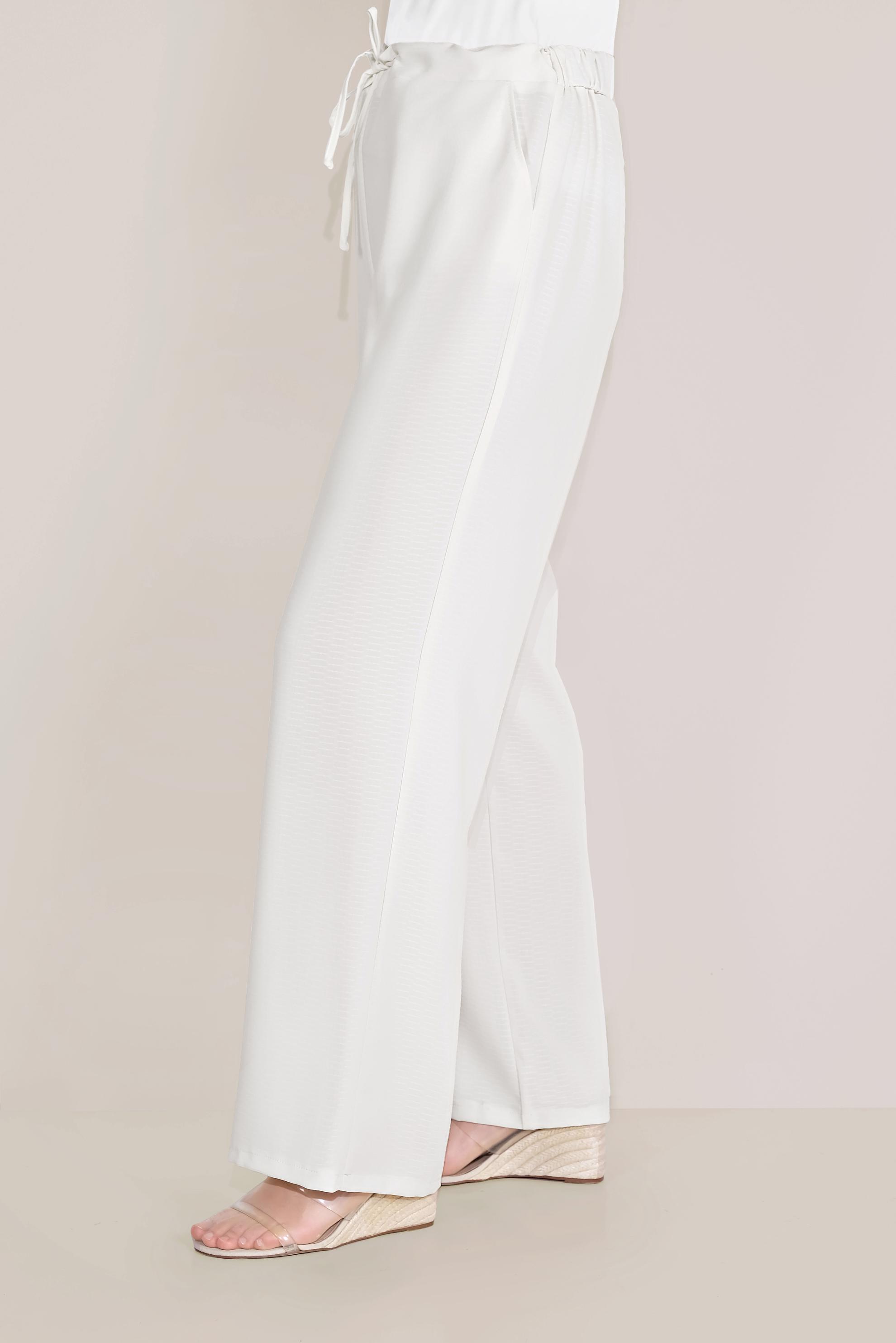 Tesettür giyim BEYAZ BELİ BAĞCIKLI SALAŞ PANTOLON 70088 