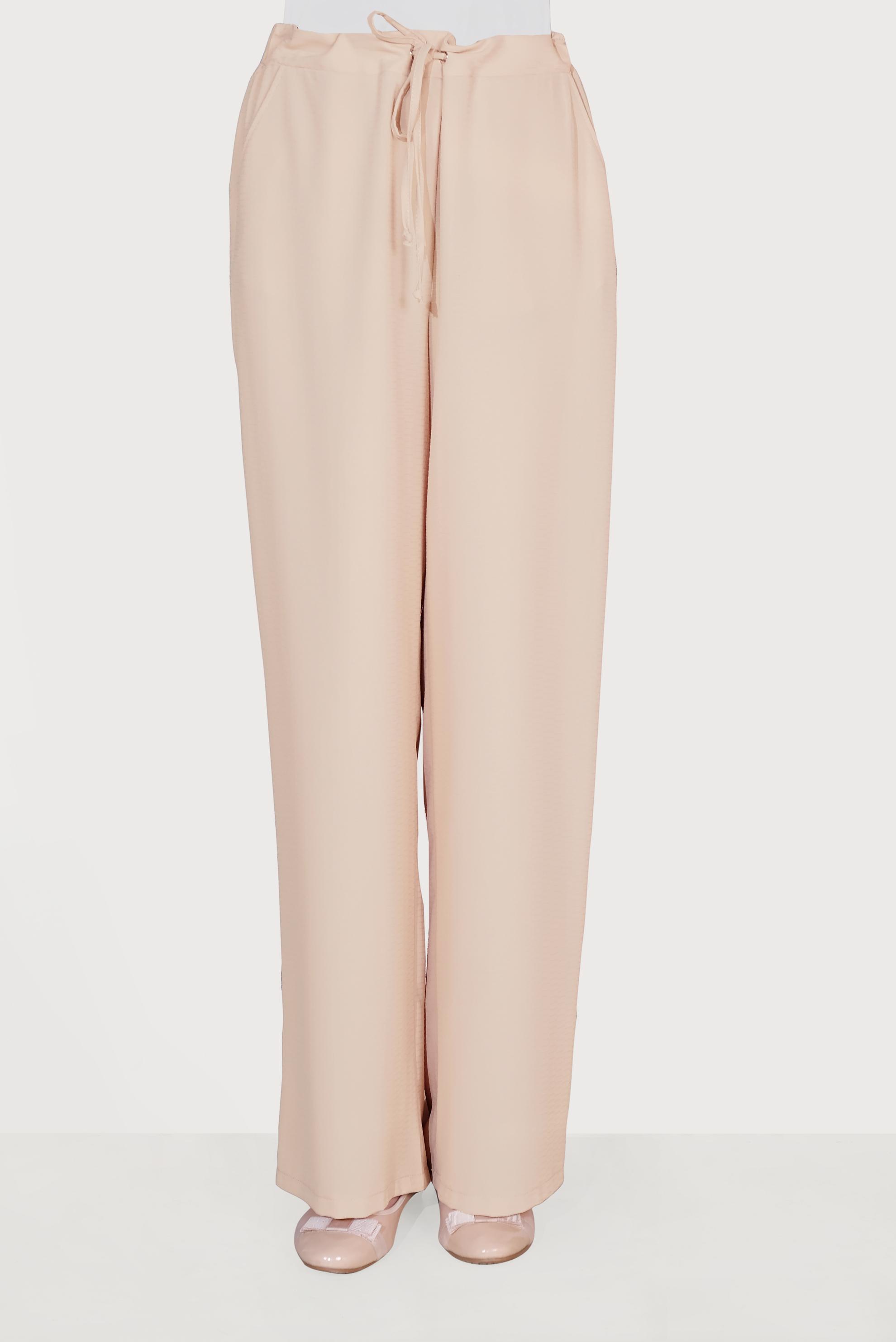 Tesettür giyim BEJ BELİ BAĞCIKLI SALAŞ PANTOLON 70088 