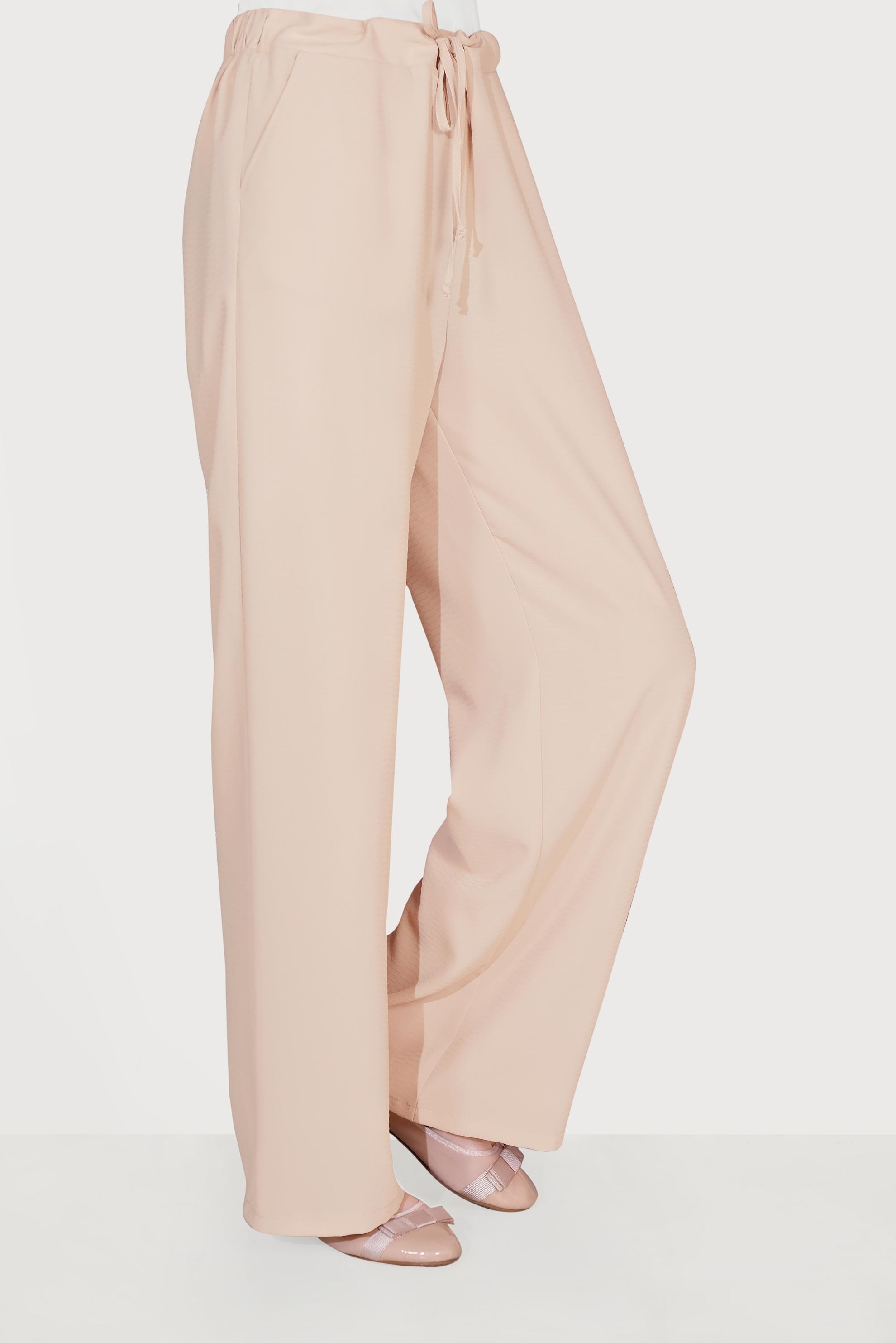 Tesettür giyim BEJ BELİ BAĞCIKLI SALAŞ PANTOLON 70088 