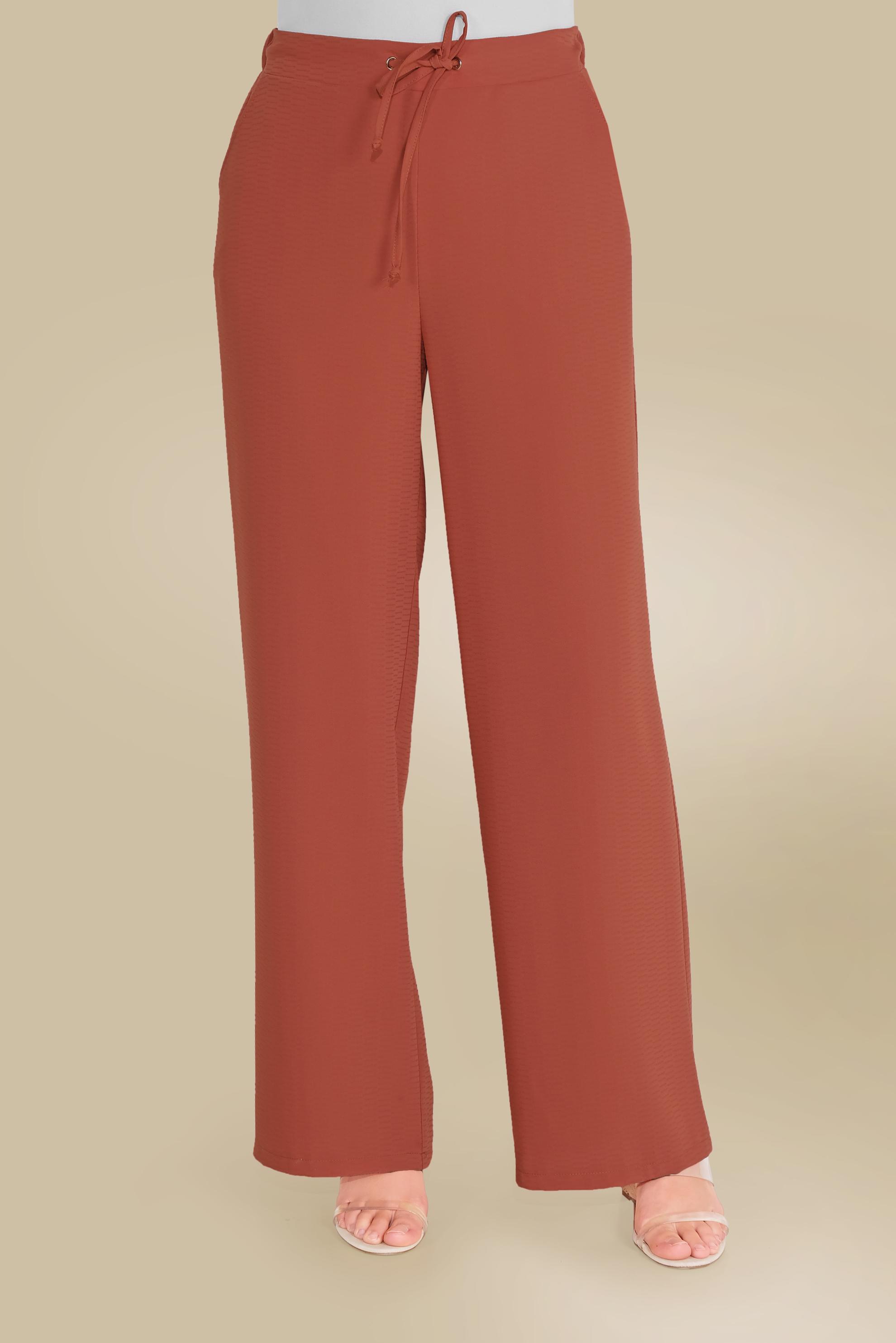 Tesettür giyim TURUNCU BELİ BAĞCIKLI SALAŞ PANTOLON 70088 