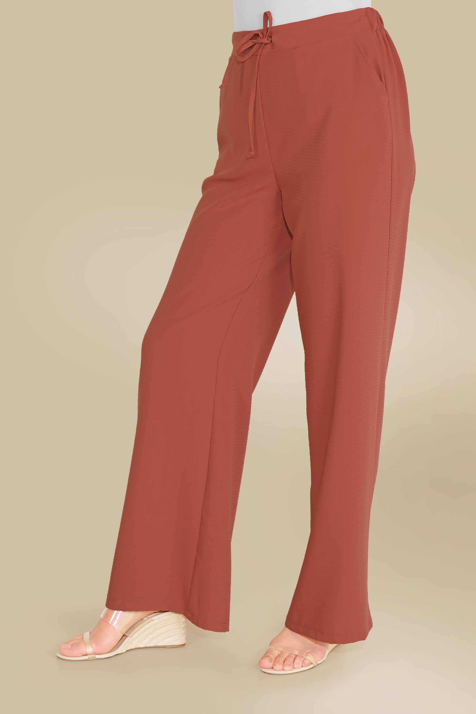 Tesettür giyim TURUNCU BELİ BAĞCIKLI SALAŞ PANTOLON 70088 