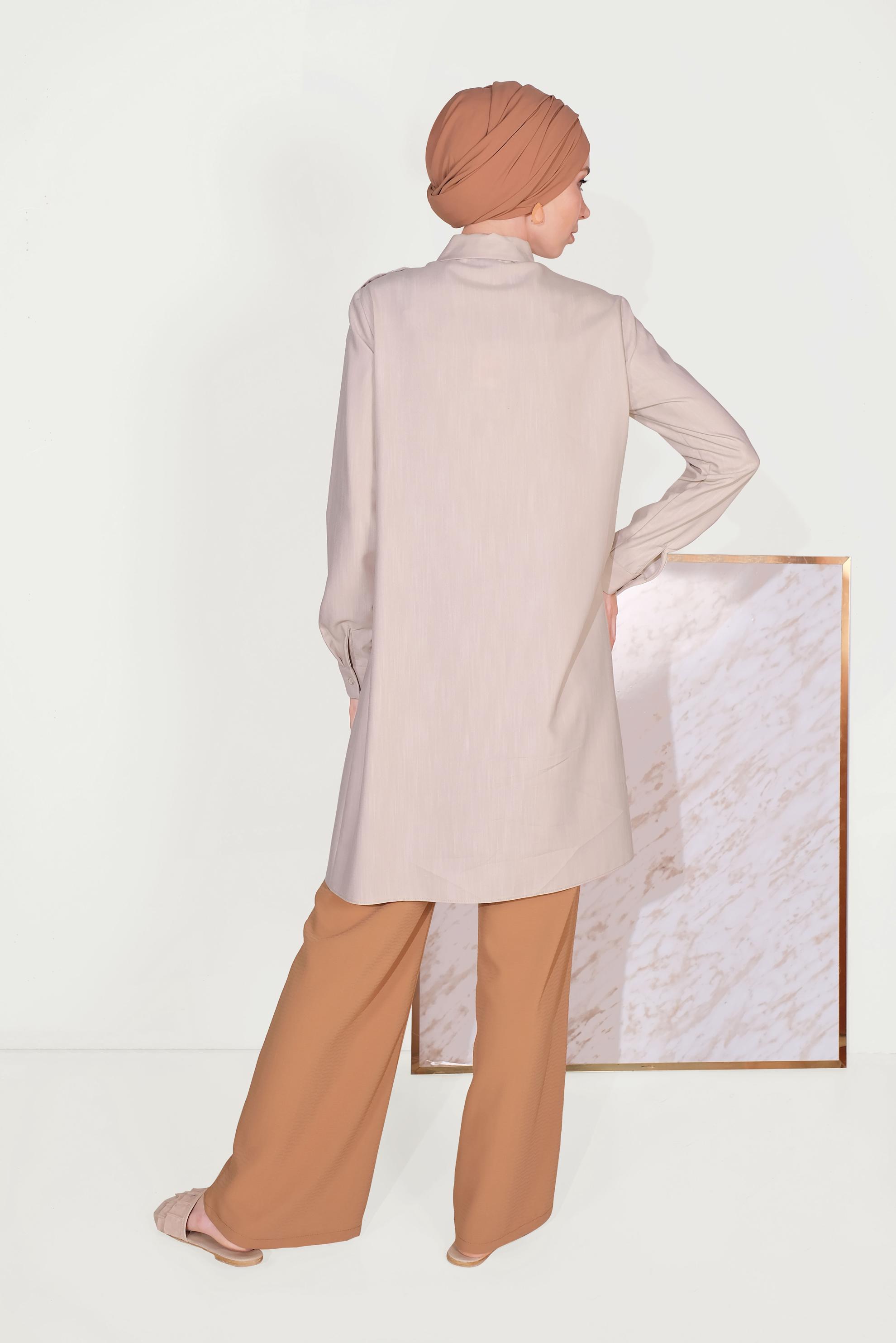 Tesettür giyim KAHVE BELİ BAĞCIKLI SALAŞ PANTOLON 70088 