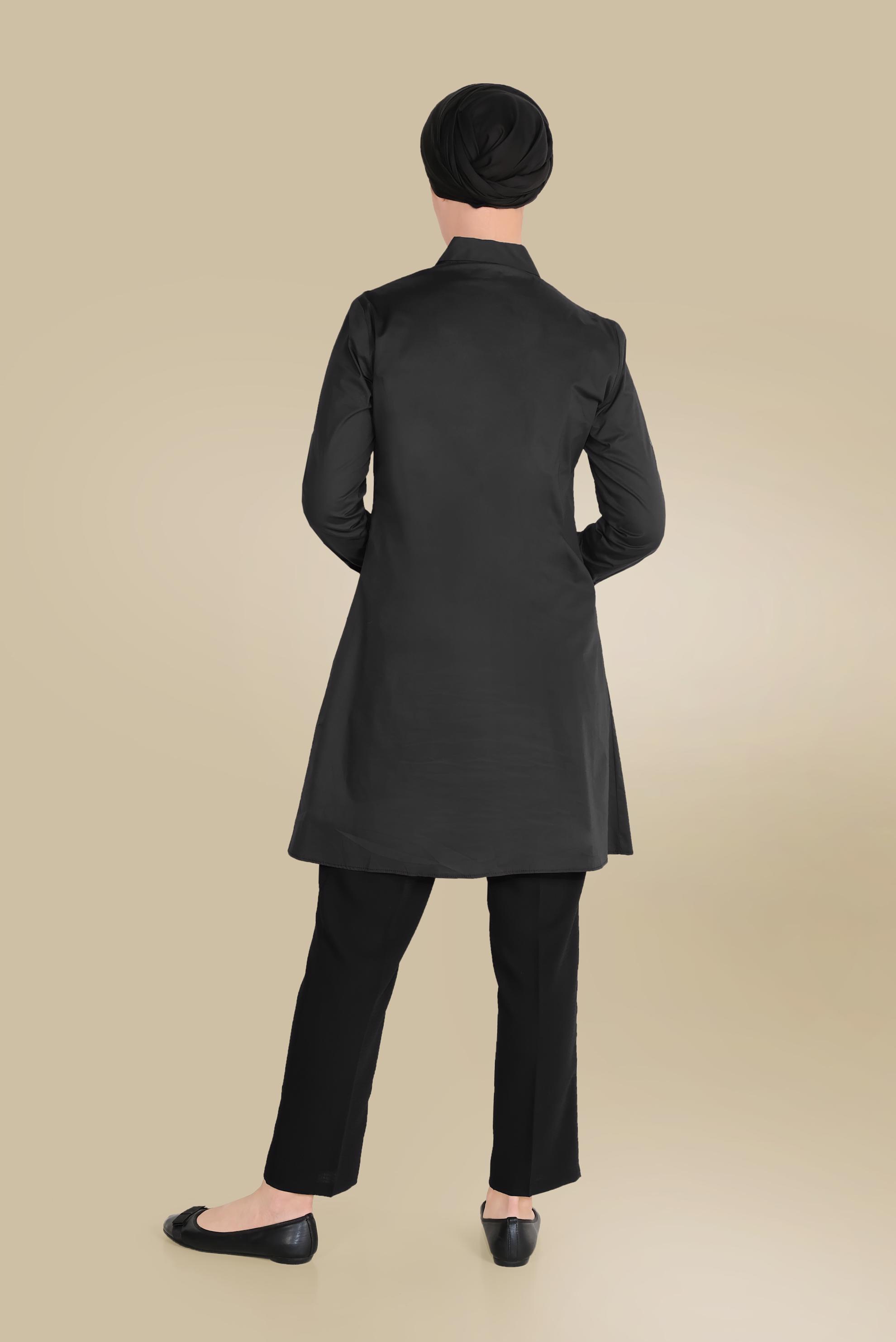 Tesettür giyim SİYAH ARA BEL CEPLİ PANTOLON 70089