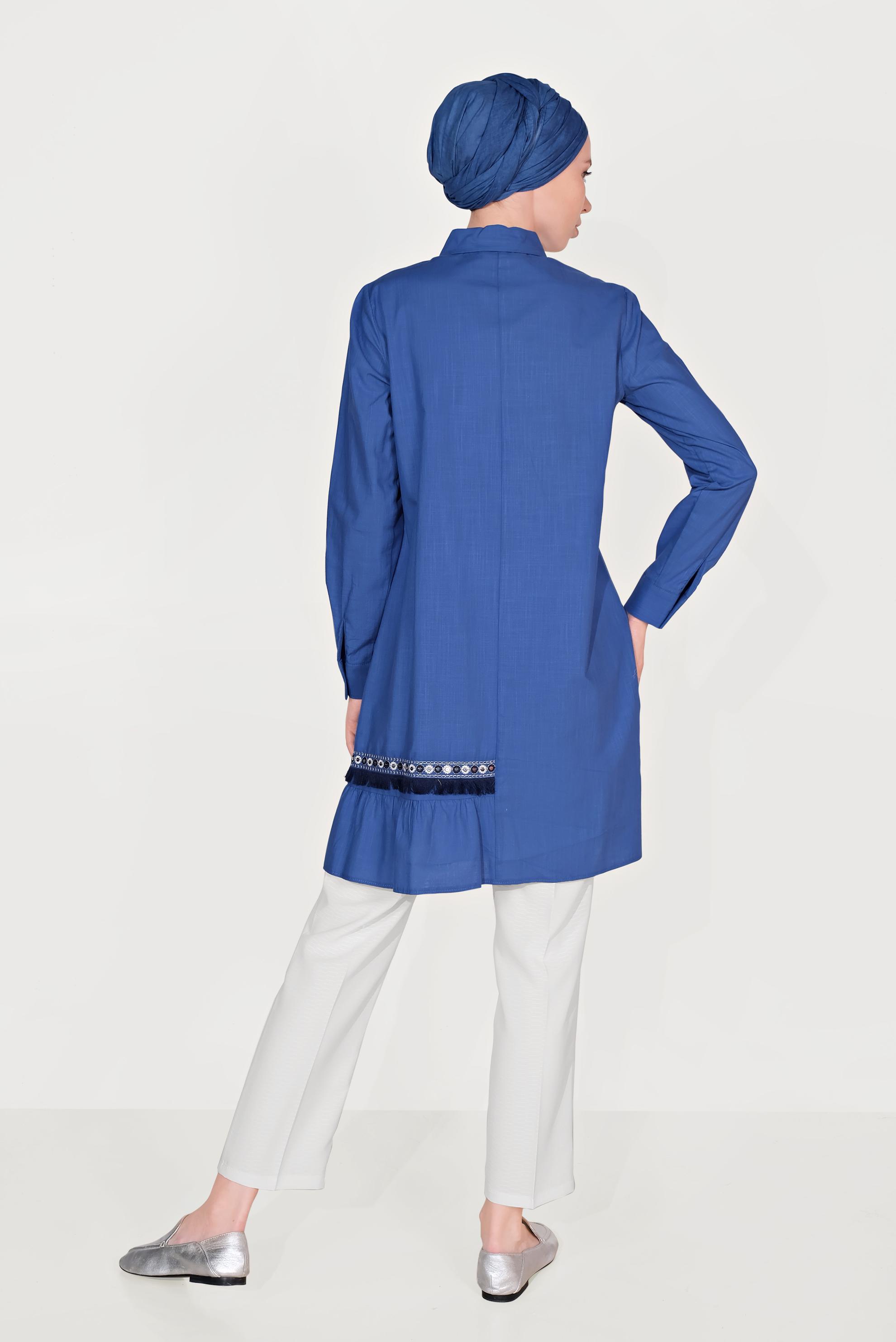 Tesettür giyim BEYAZ ARA BEL CEPLİ PANTOLON 70089