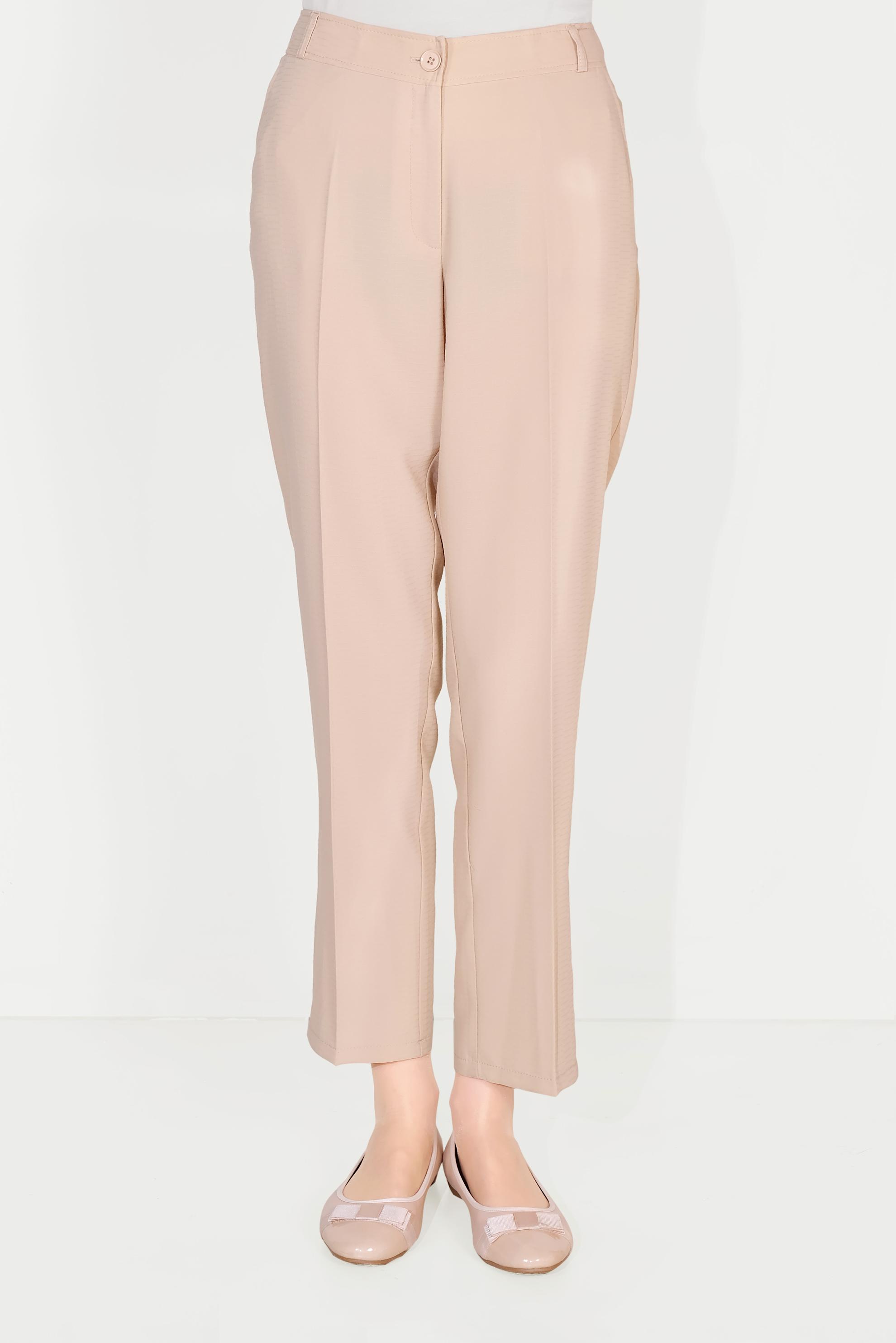 Tesettür giyim BEJ ARA BEL CEPLİ PANTOLON 70089