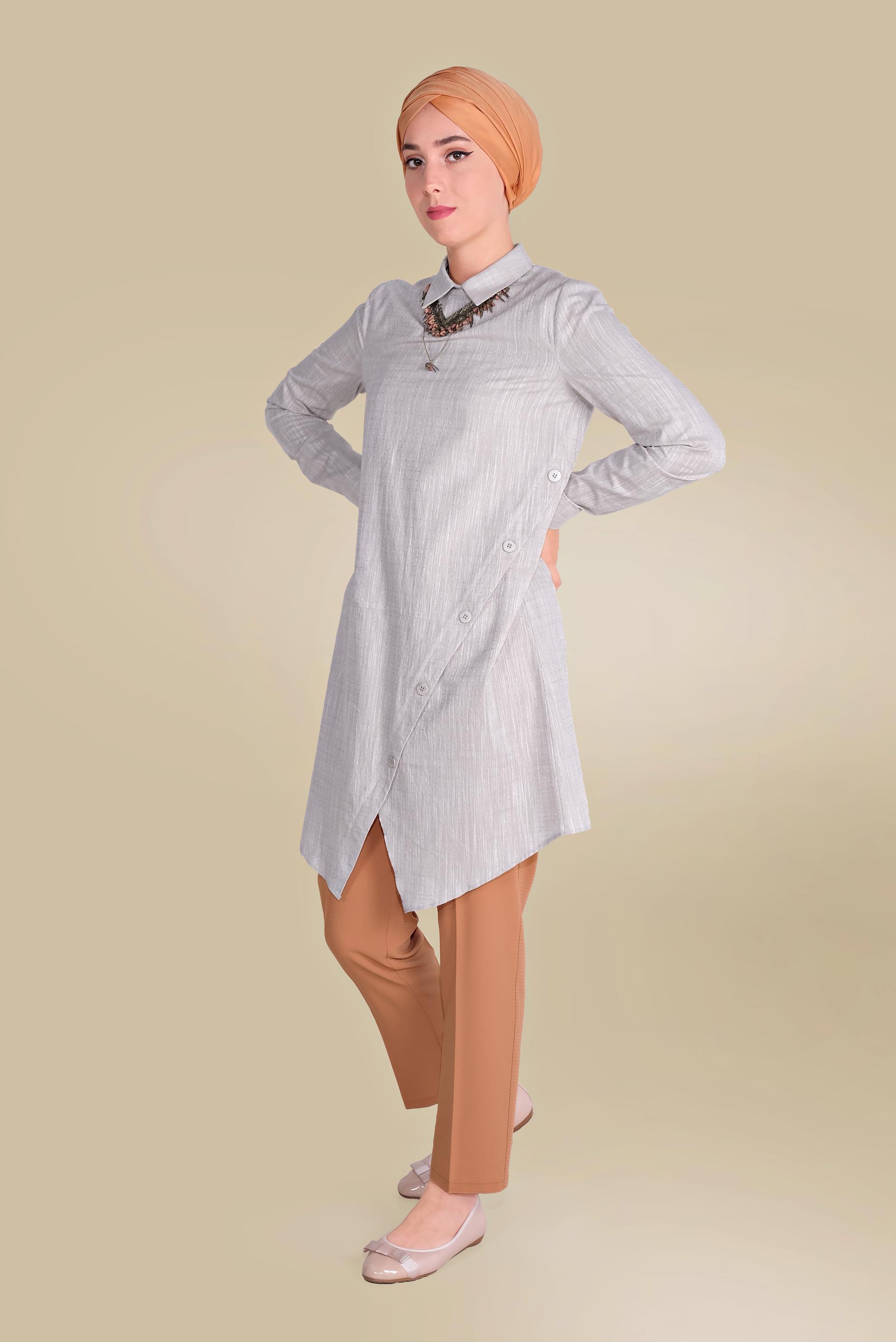 Tesettür giyim KAHVE ARA BEL CEPLİ PANTOLON 70089