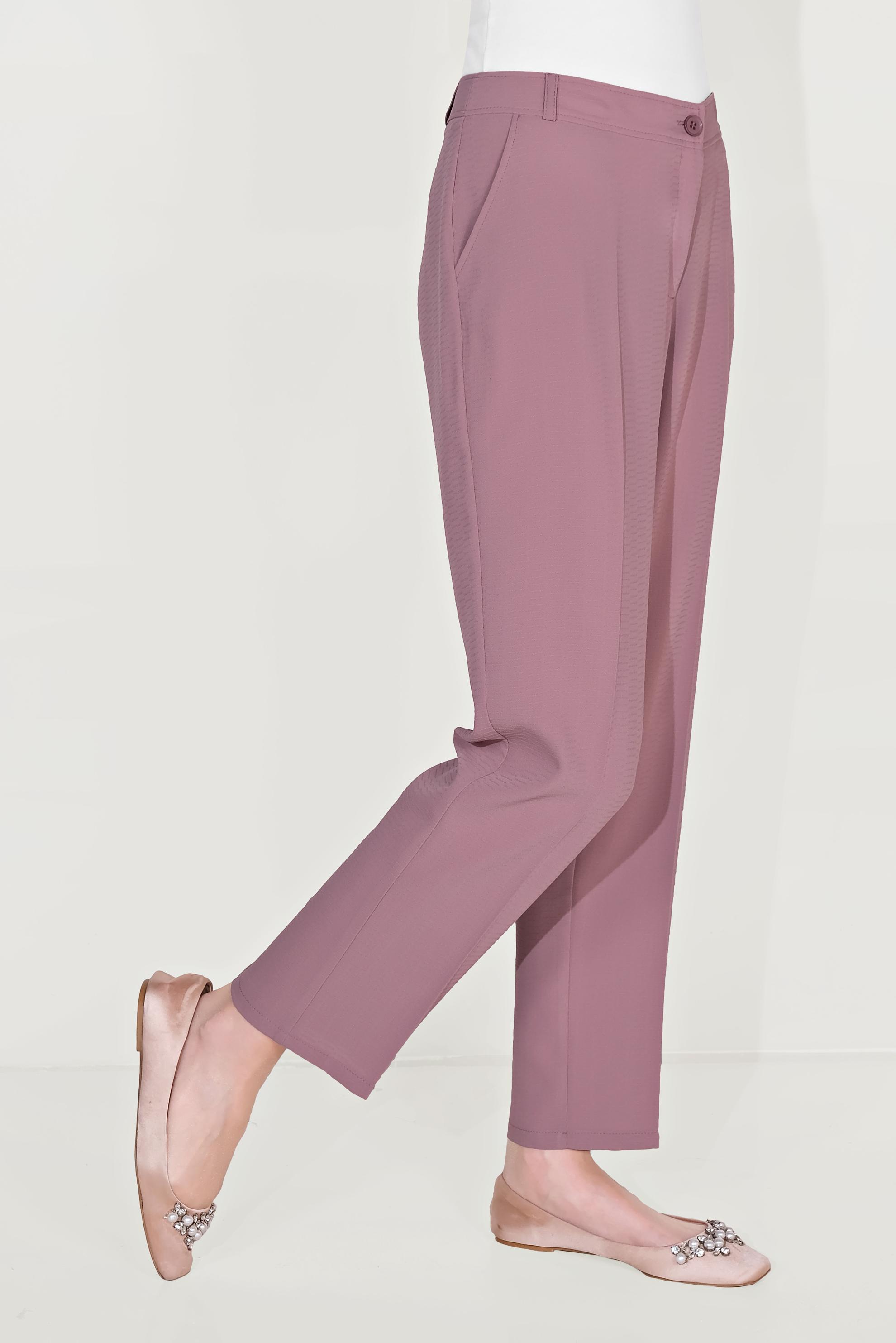 Tesettür giyim PEMBE ARA BEL CEPLİ PANTOLON 70089