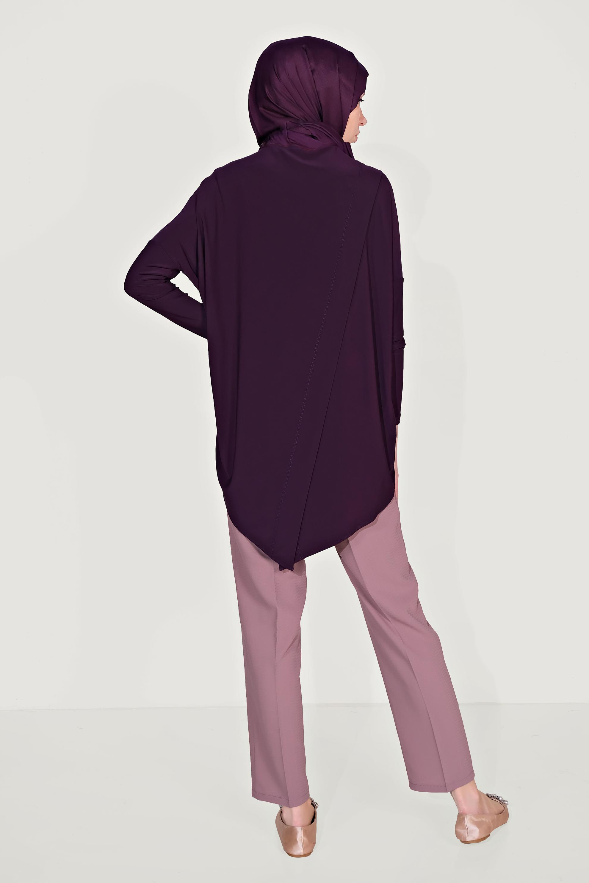 Tesettür giyim PEMBE ARA BEL CEPLİ PANTOLON 70089