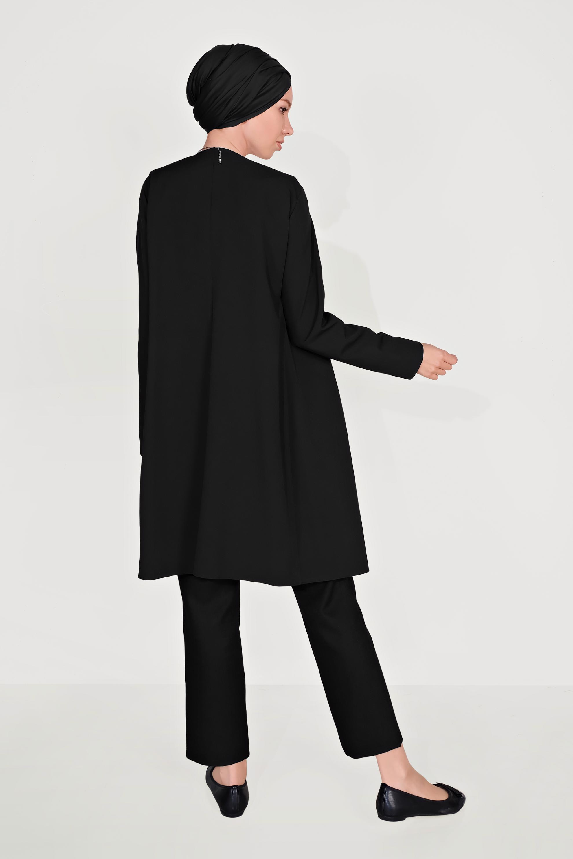 Tesettür giyim SİYAH BELİ LASTİKLİ PANTOLON 70091