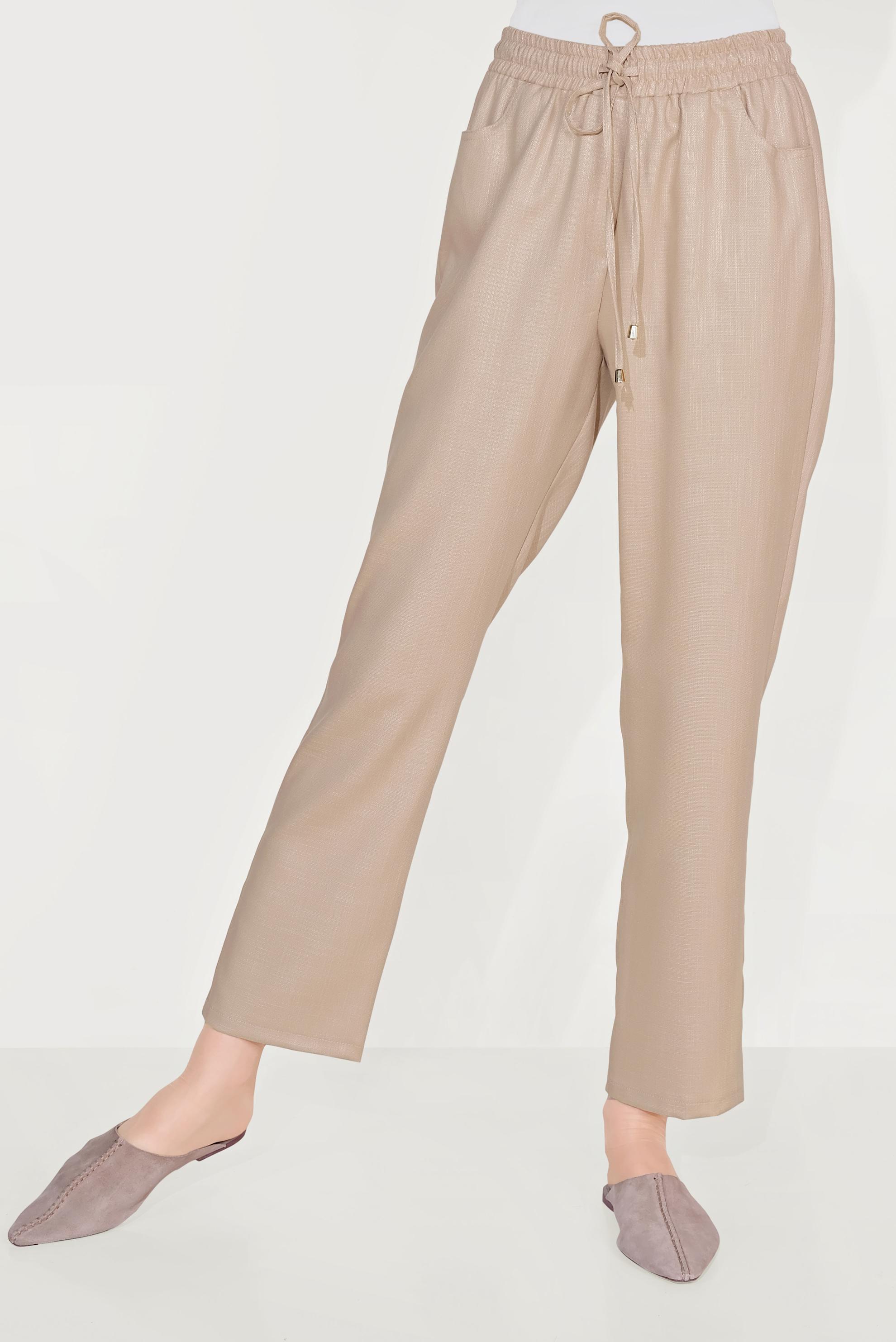 Tesettür giyim BEJ BELİ LASTİKLİ PANTOLON 70091