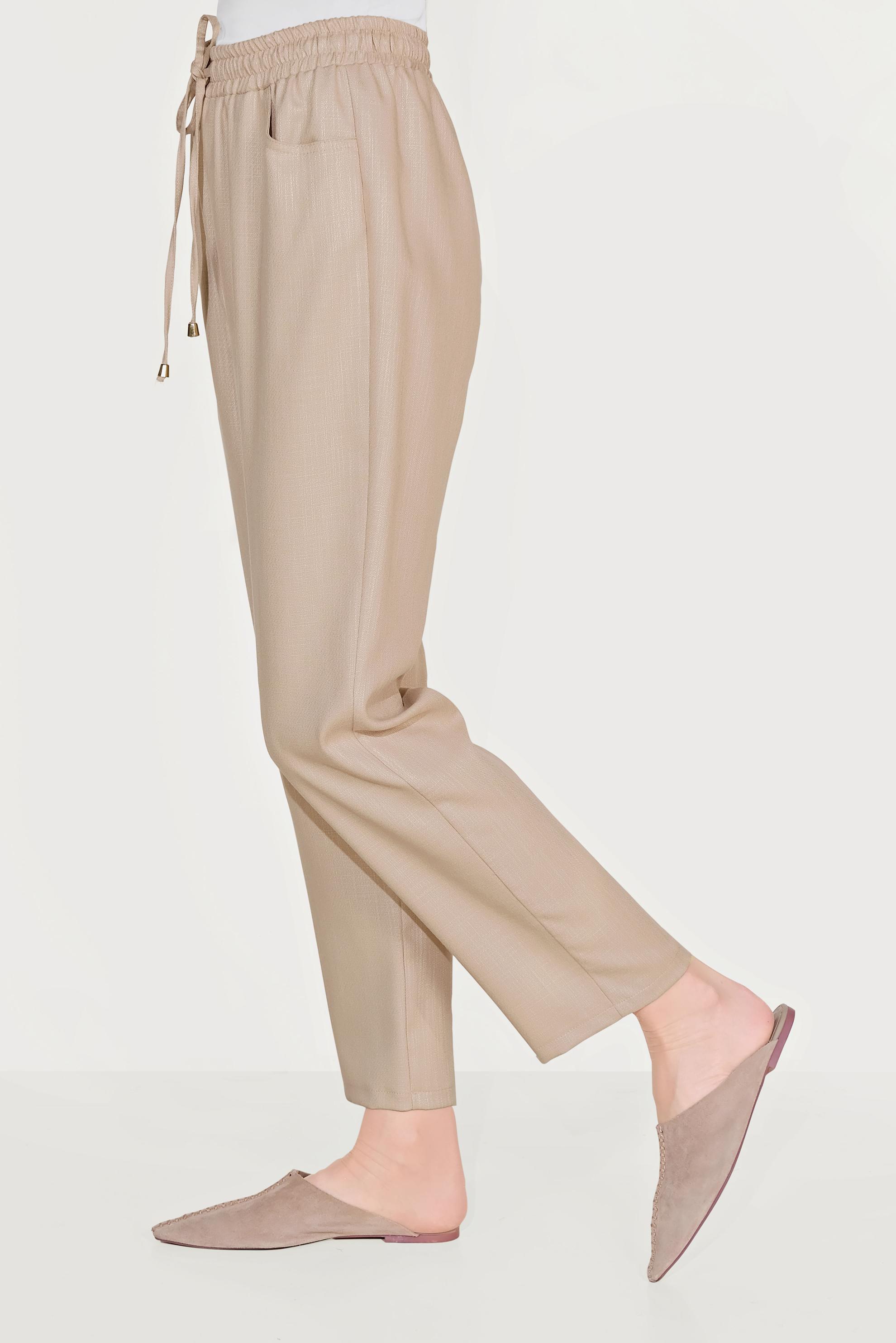 Tesettür giyim BEJ BELİ LASTİKLİ PANTOLON 70091