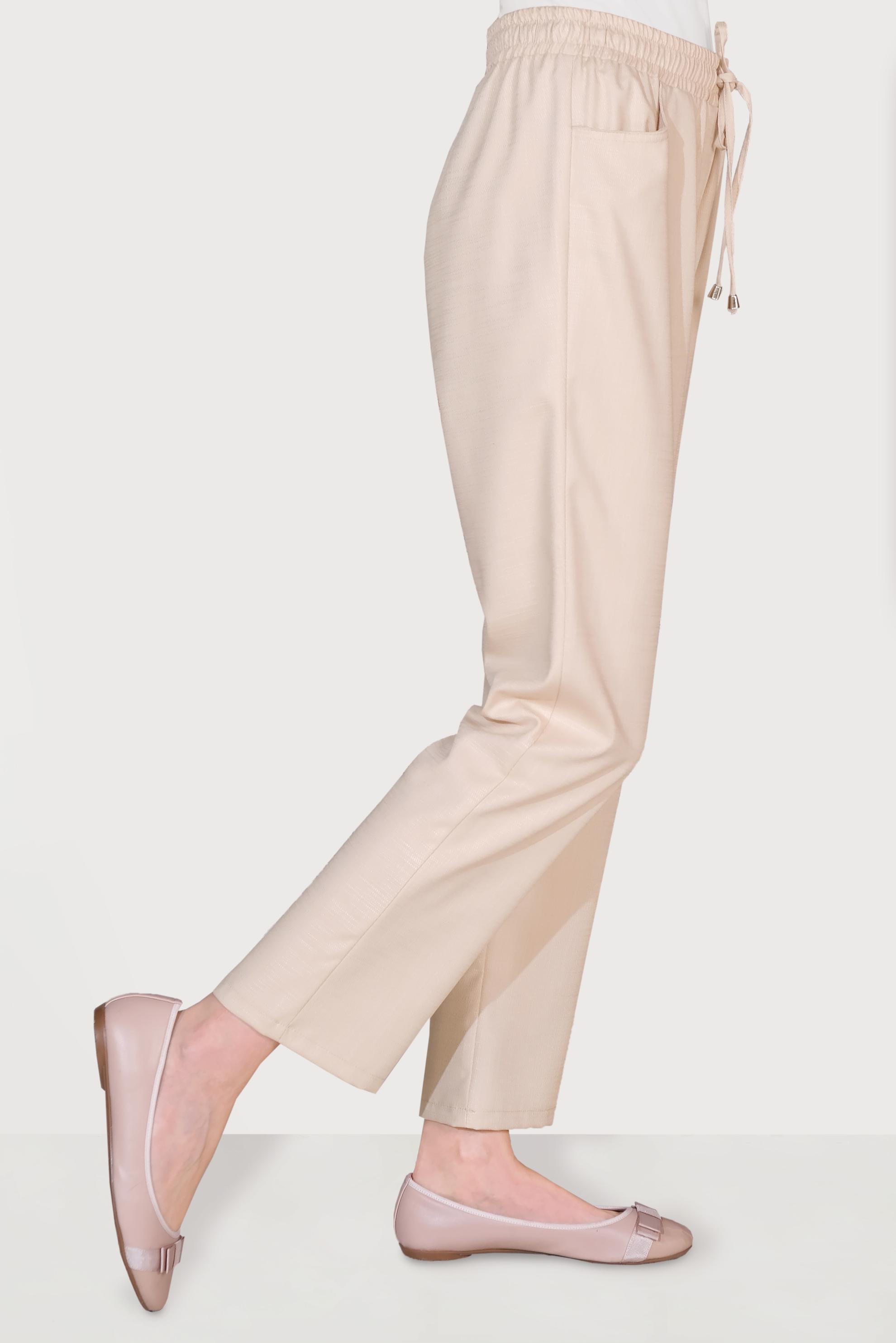 Tesettür giyim BEJ BELİ LASTİKLİ PANTOLON 70091