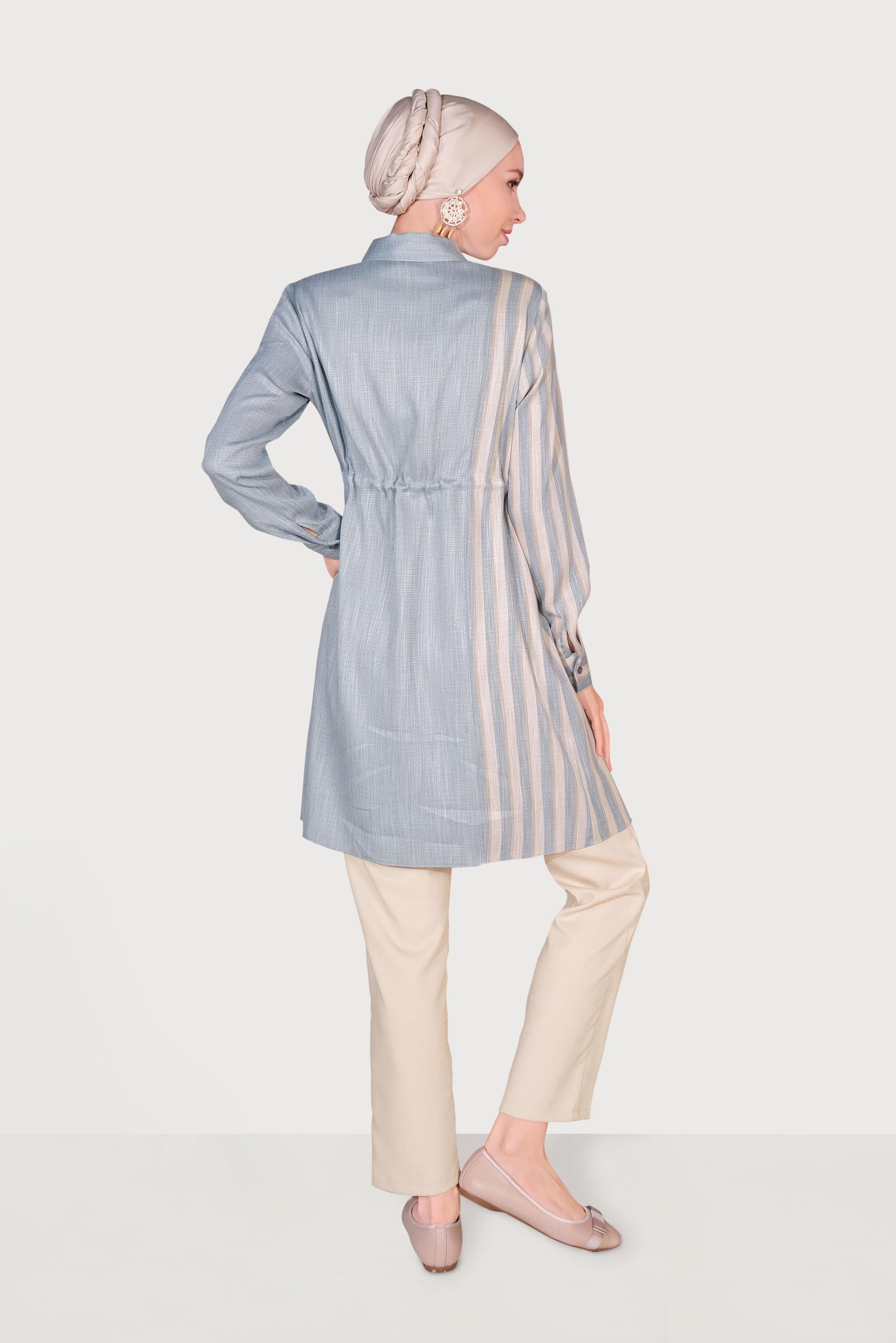 Tesettür giyim BEJ BELİ LASTİKLİ PANTOLON 70091